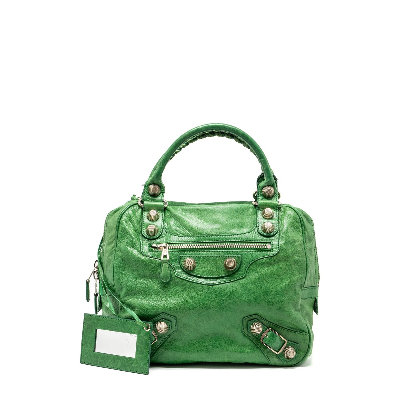 Balenciaga zip handle Purse green leather