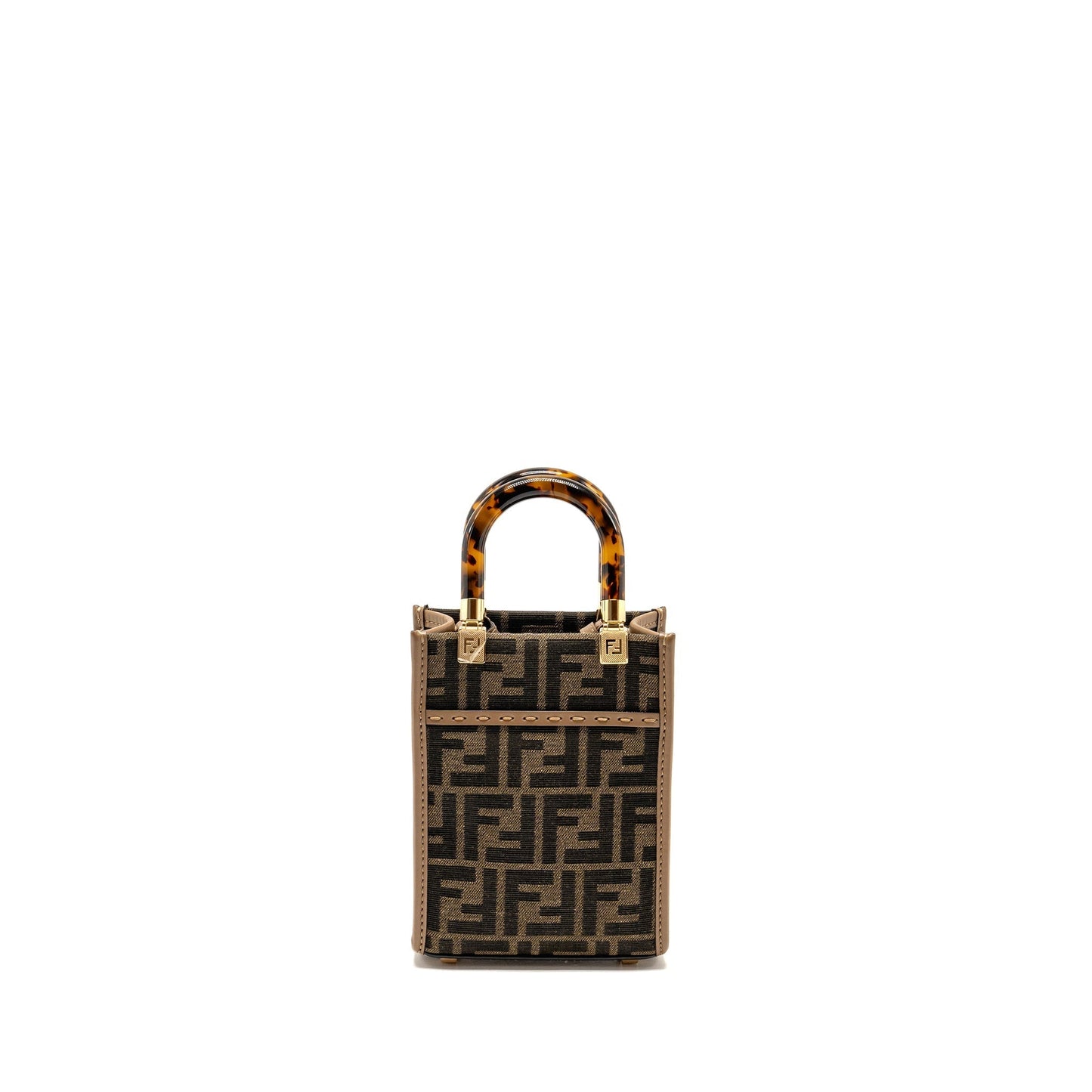 Fendi Mini Sunshine Shopper Purse Canvas/Calfskin Brown