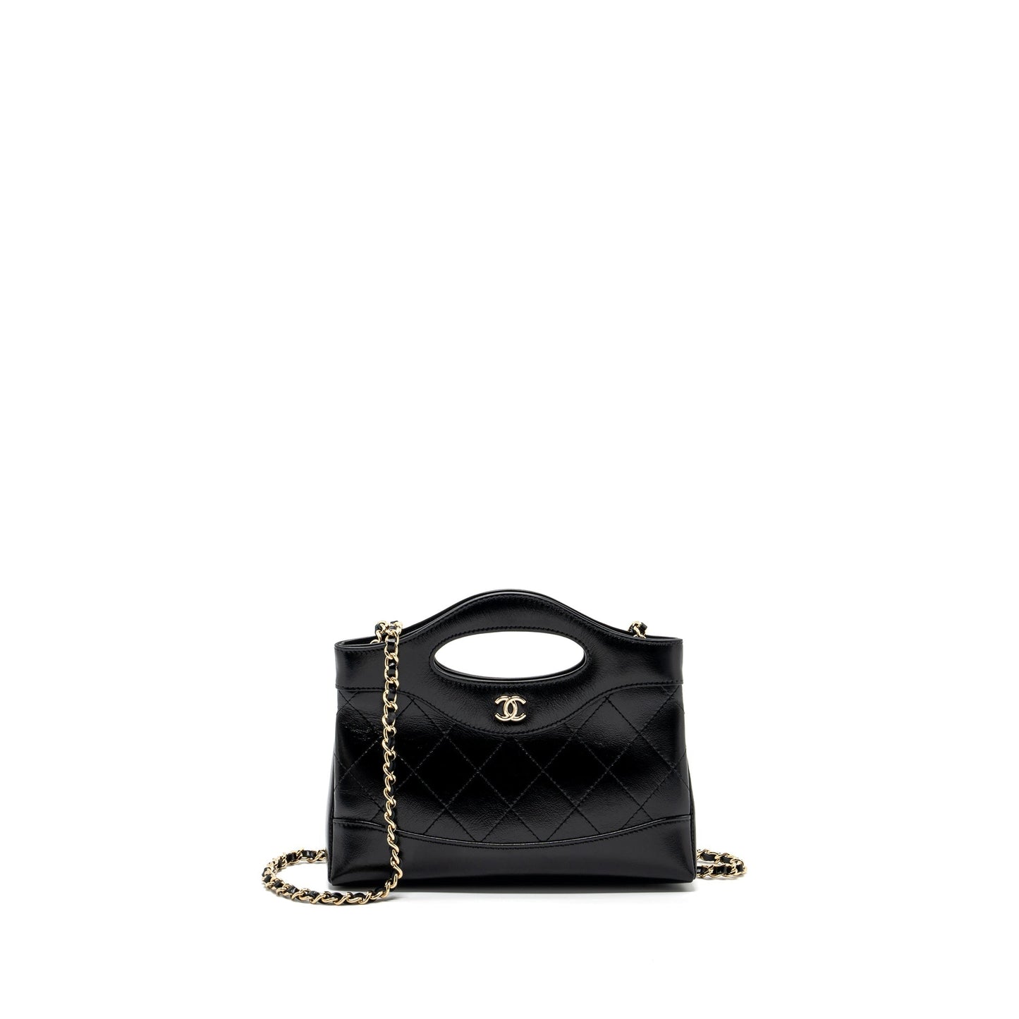 Chanel 24C mini 31 clutch with chain shiny calfskin black L (microchip)