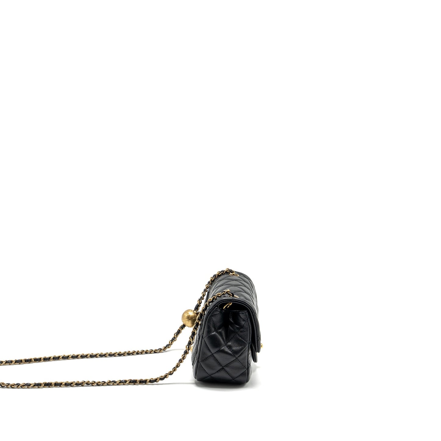 Chanel Pearl Crush Mini Square Flap Bag Lambskin BLACK  (Microchip)