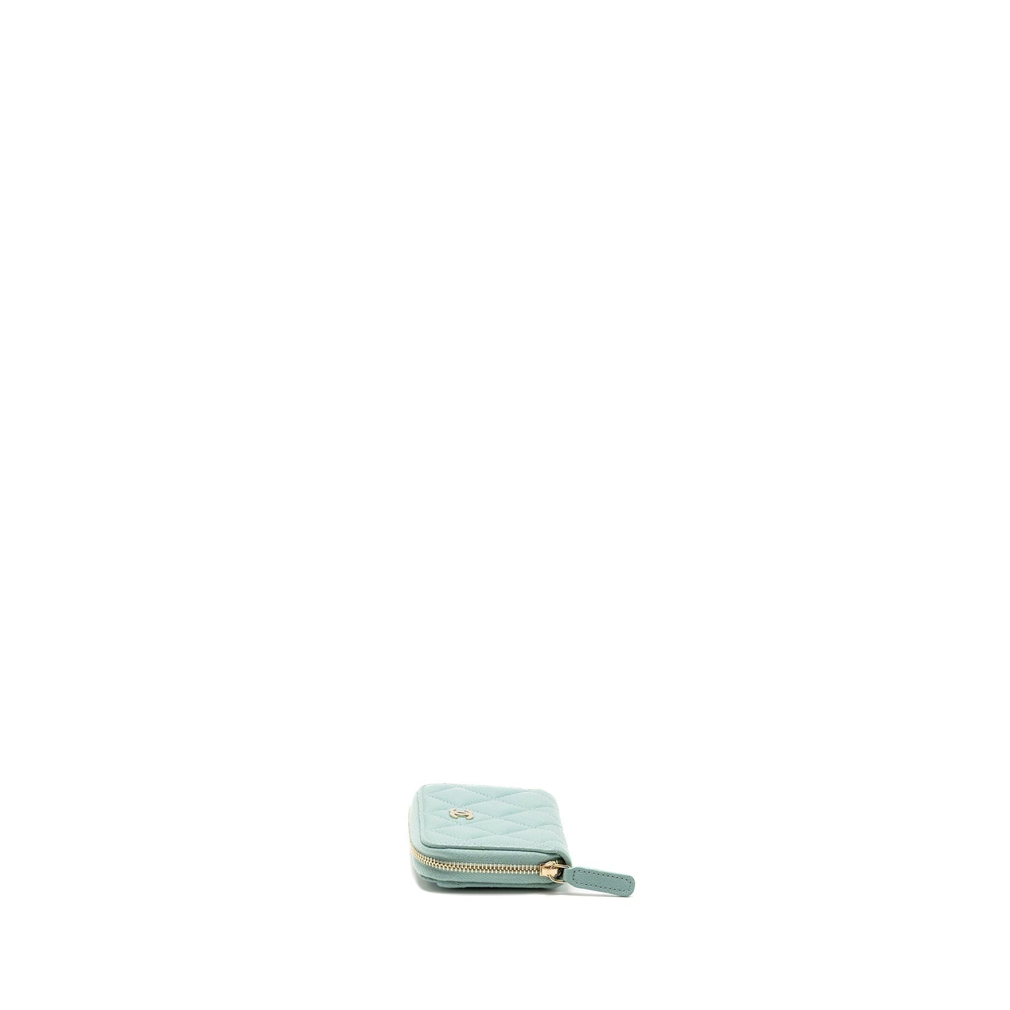 Chanel Zip Card Holder Caviar Light Green L