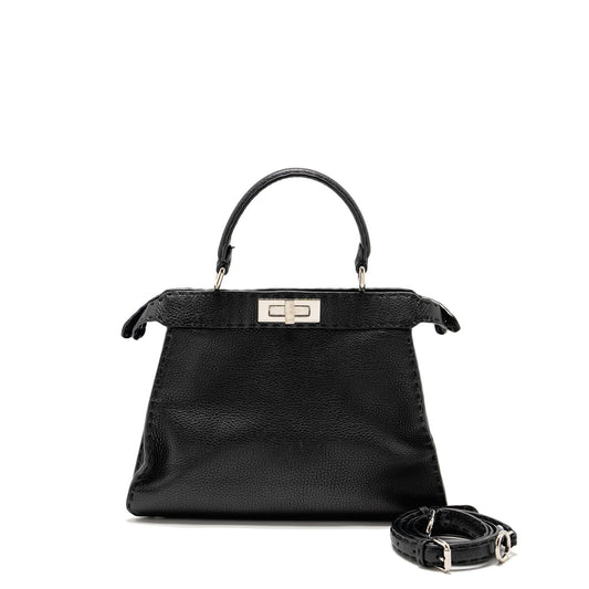 Fendi Medium Peekaboo Purse Calfskin Black