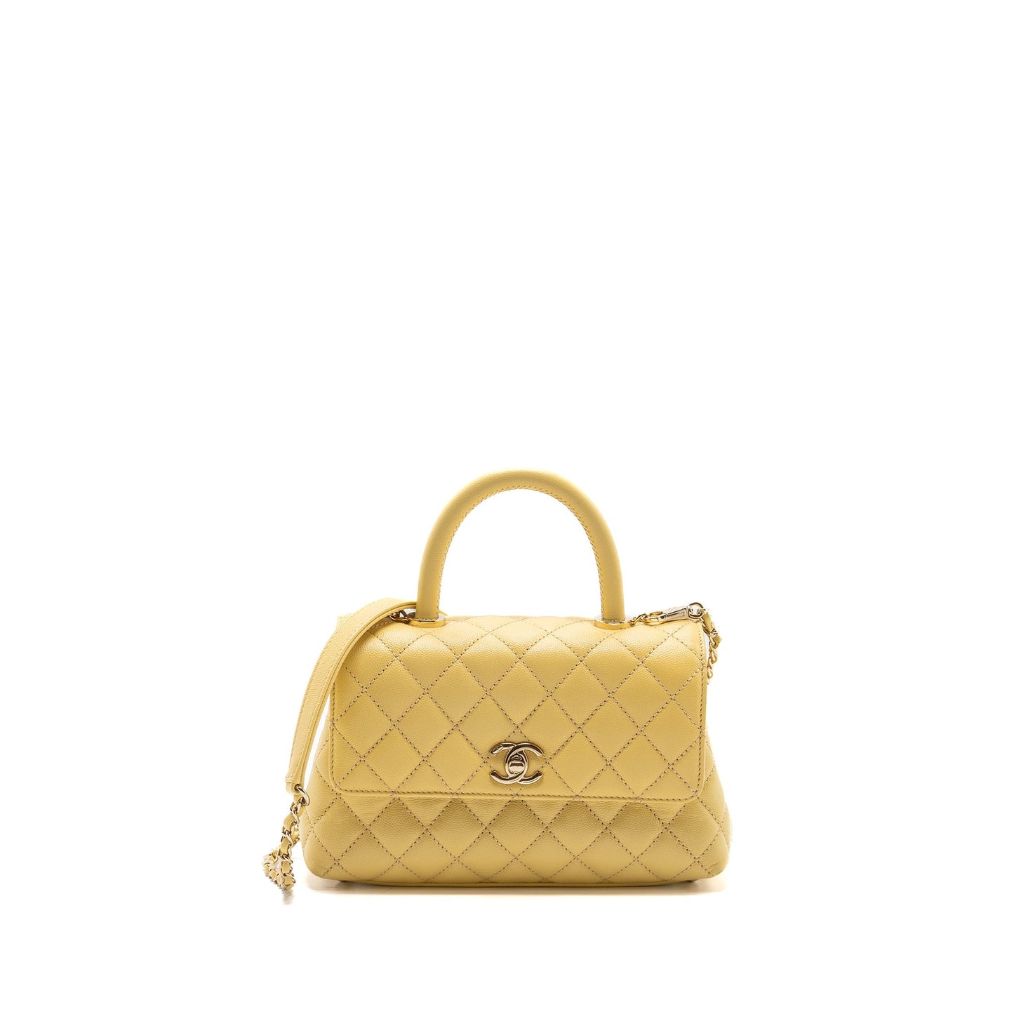 Chanel small coco handle caviar 22P light yellow L (microchip)