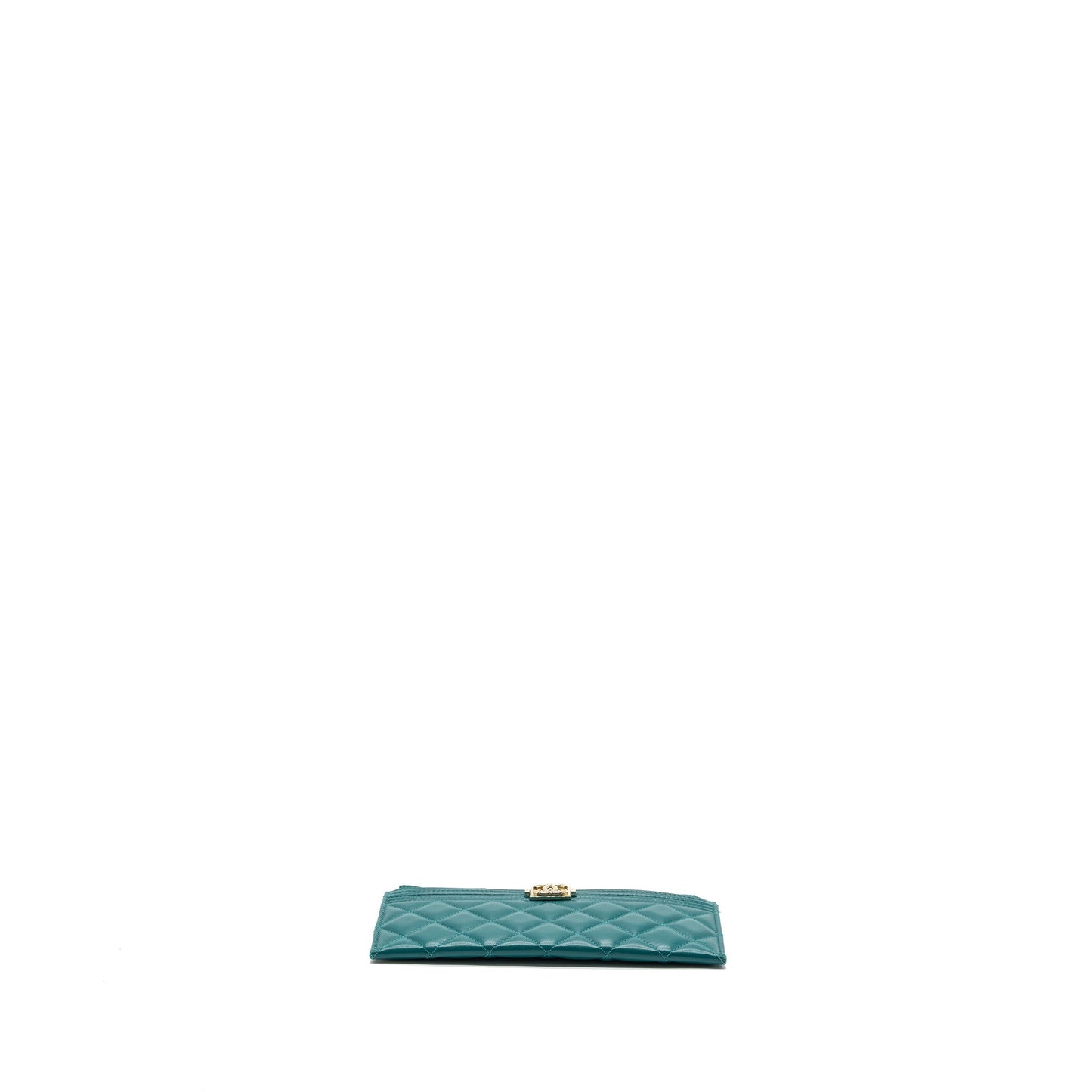 Chanel boy zip pouch lambskin green L