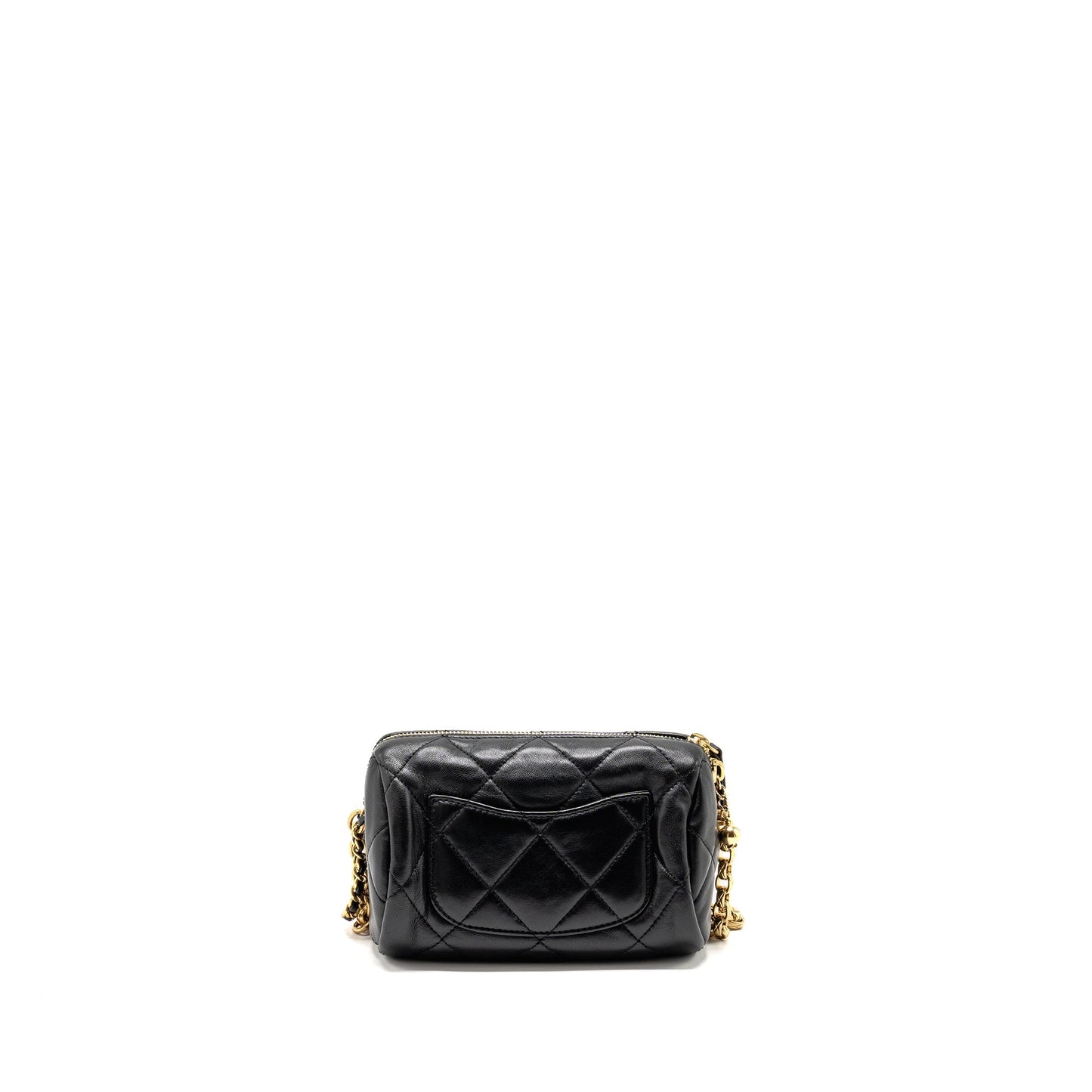 Chanel 22a Detail Chain Bowling Bag Lambskin Black  (microchip)