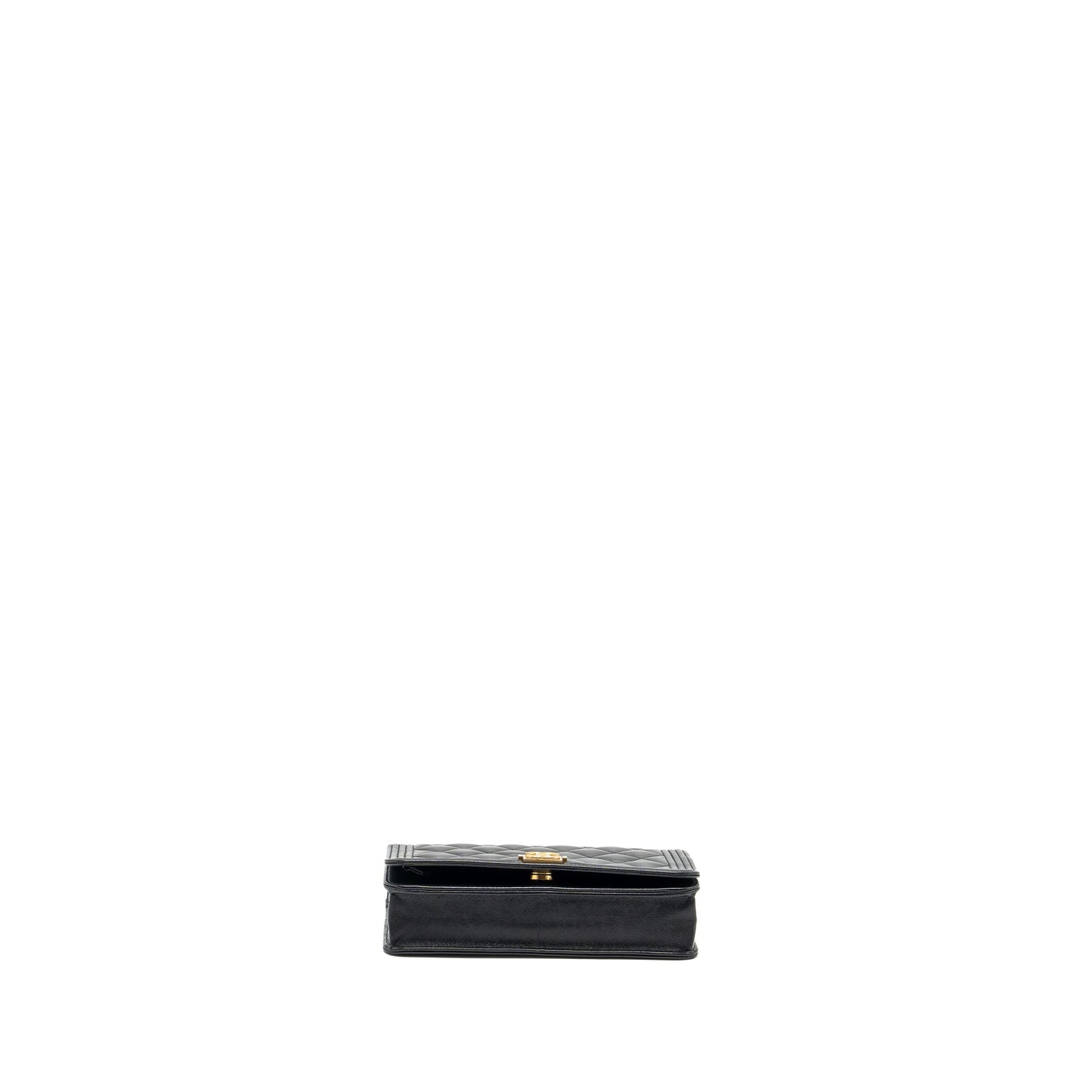 CHANEL Boy Wallet On Chain Lambskin Black Brushed