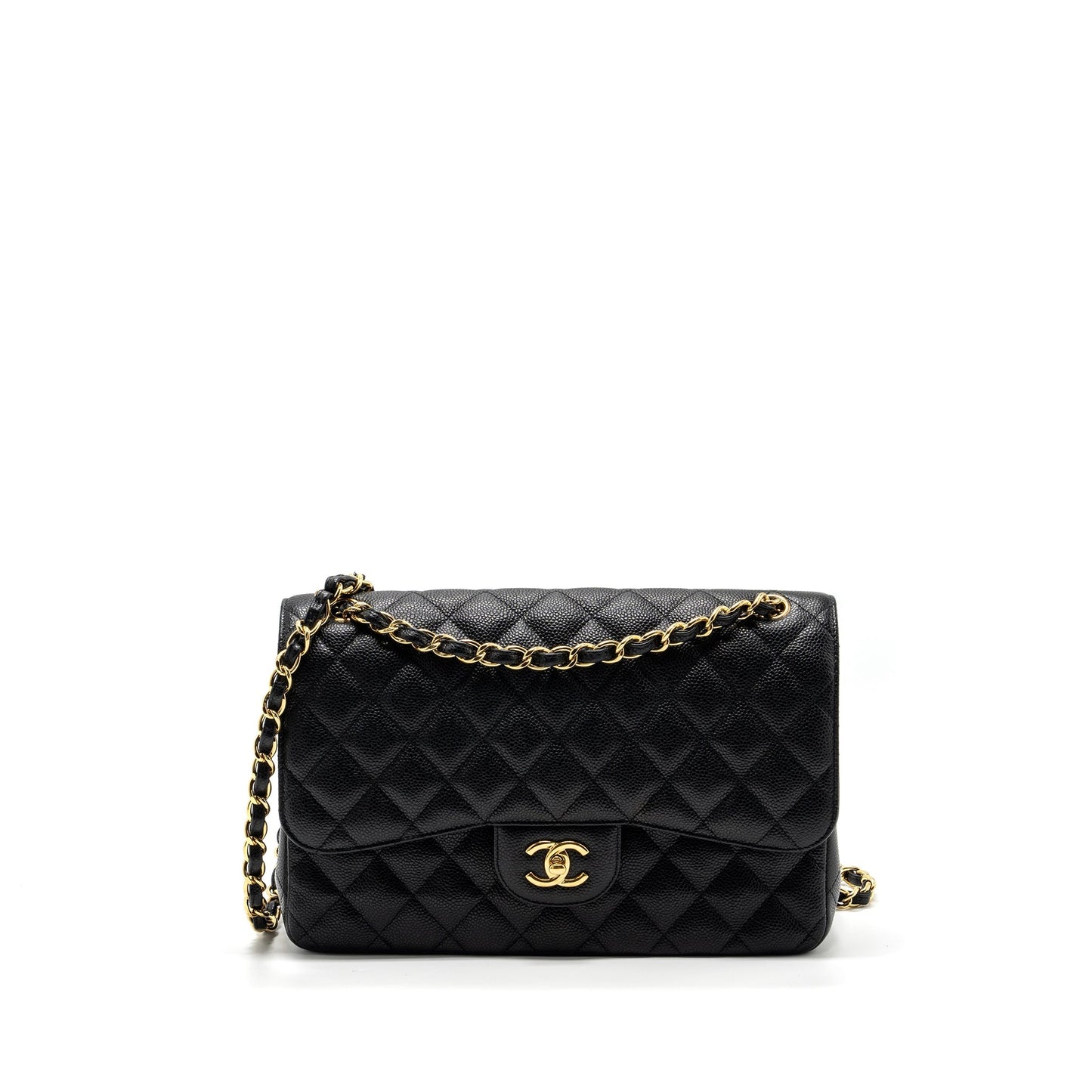 Chanel jumbo classic double flap bag caviar Black