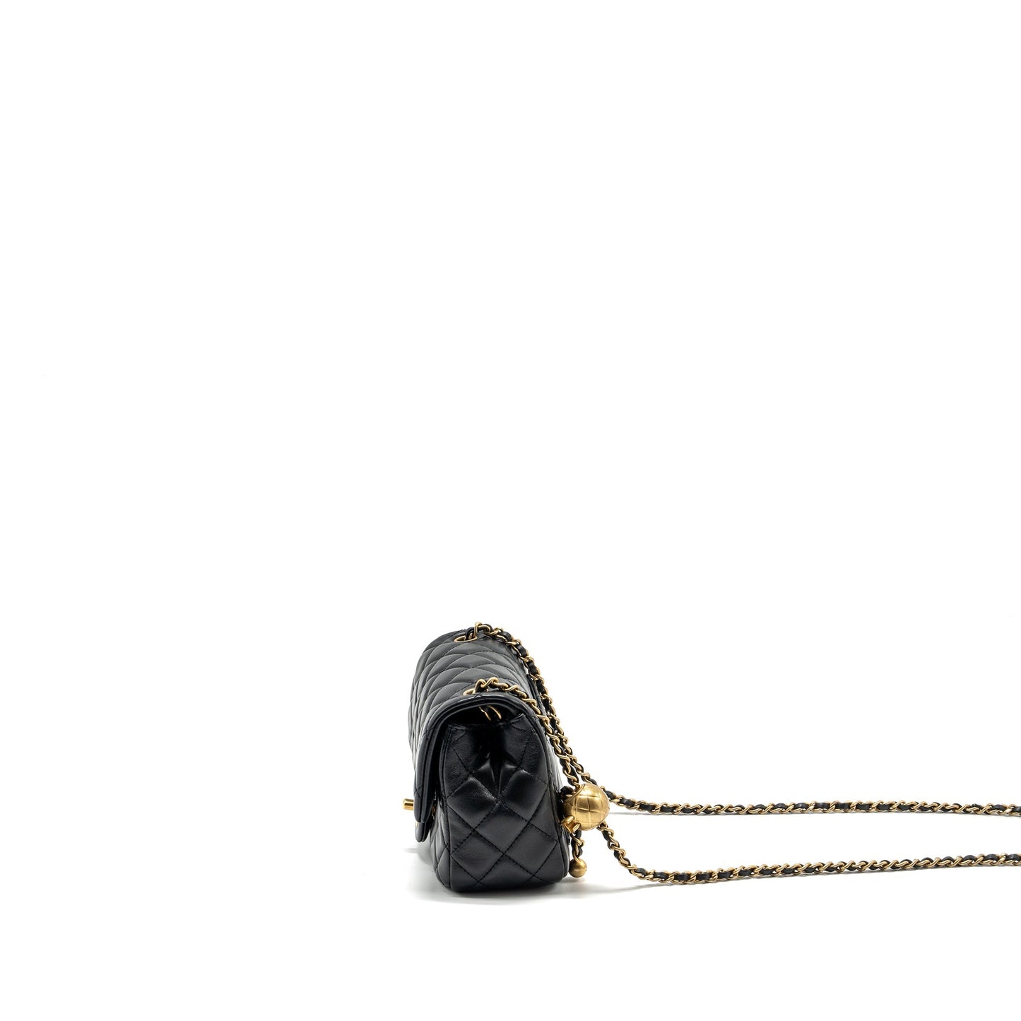 Chanel Pearl Crush Mini Square Flap Bag Lambskin BLACK  (Microchip)
