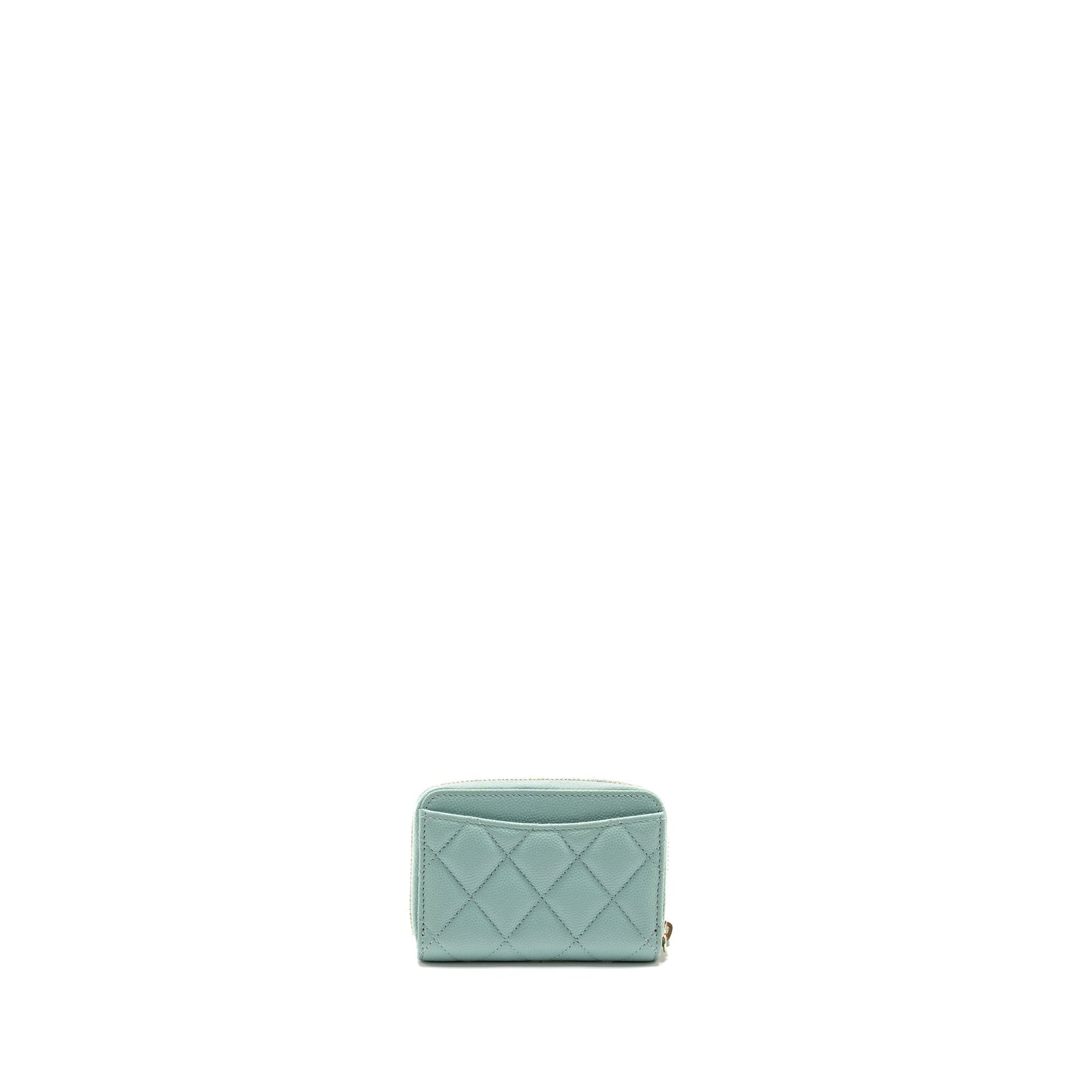 Chanel Zip Card Holder Caviar Light Green L