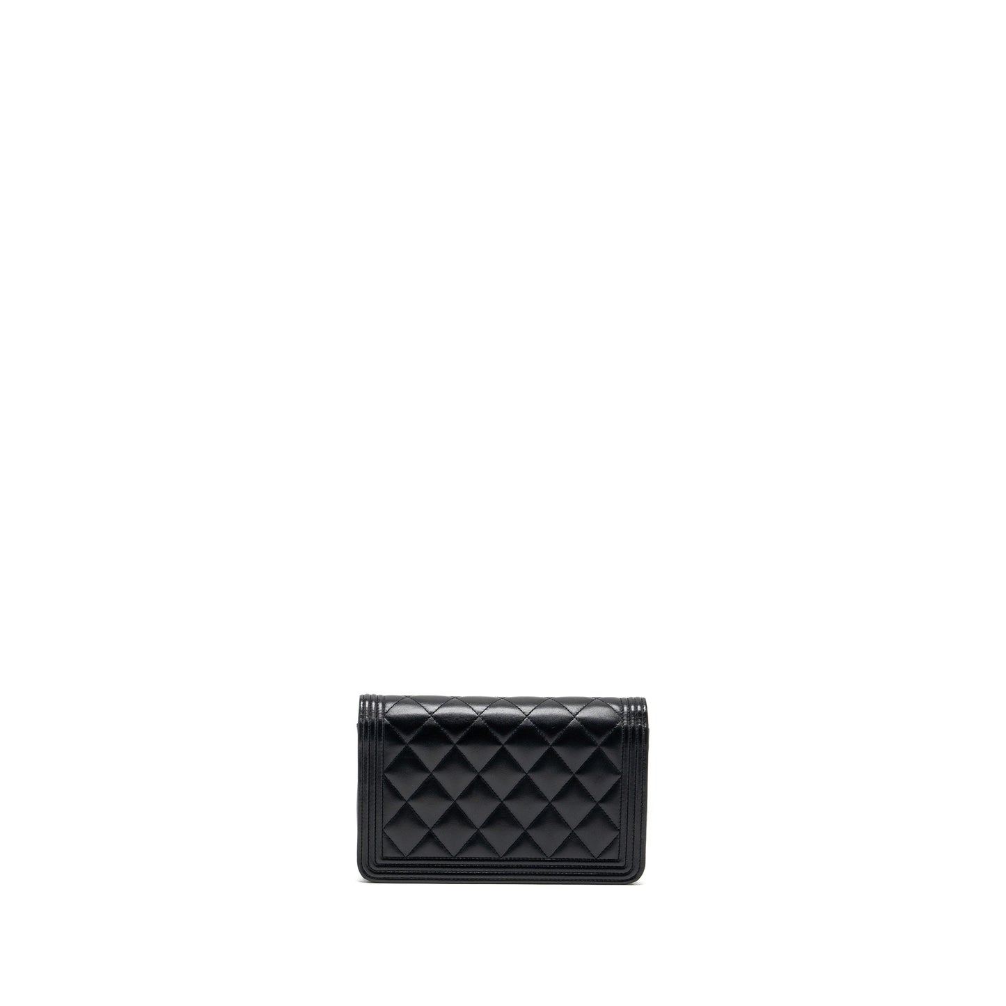 CHANEL Boy Wallet On Chain Lambskin Black Brushed
