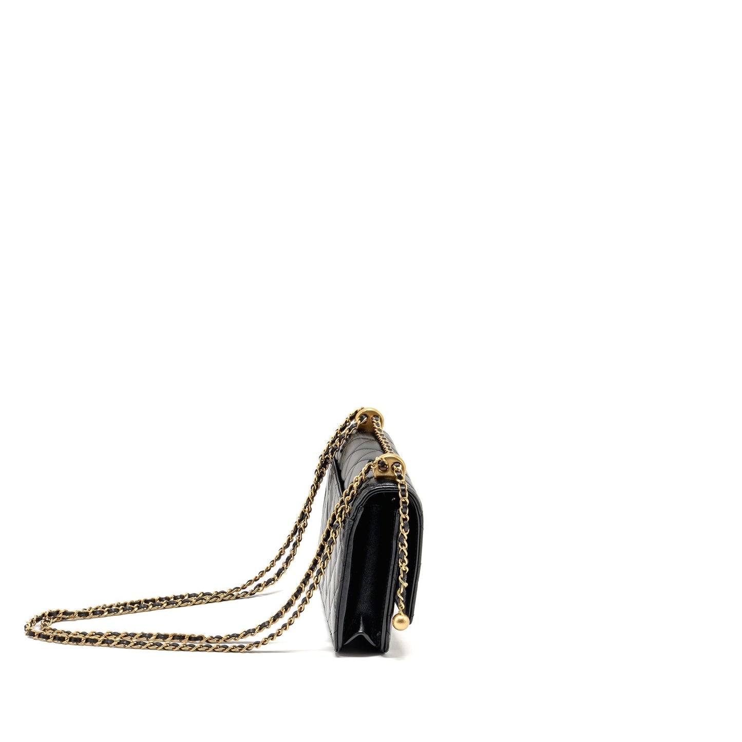 Chanel 24c Gold Crush Wallet On Chain Calfskin Black (microchip)