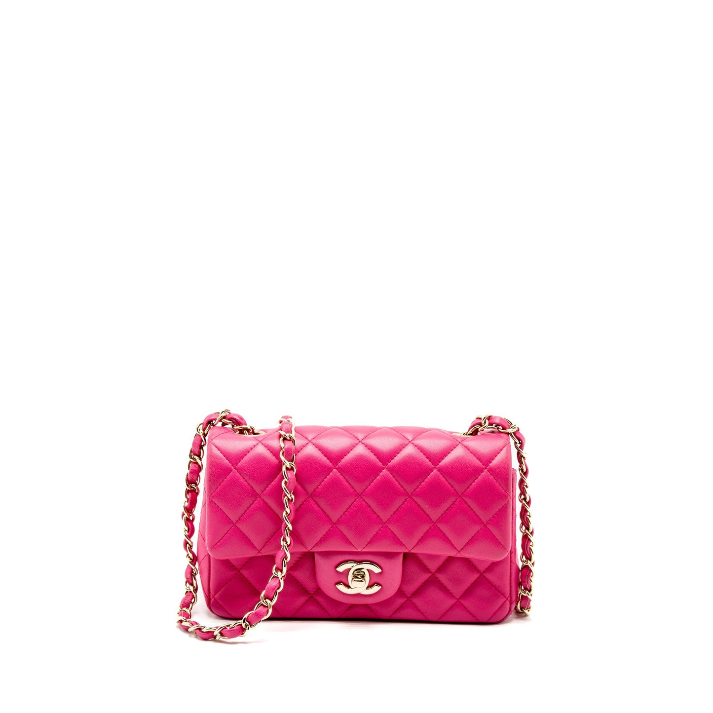 Chanel Mini Rectangular Flap Bag Lambskin Pink L