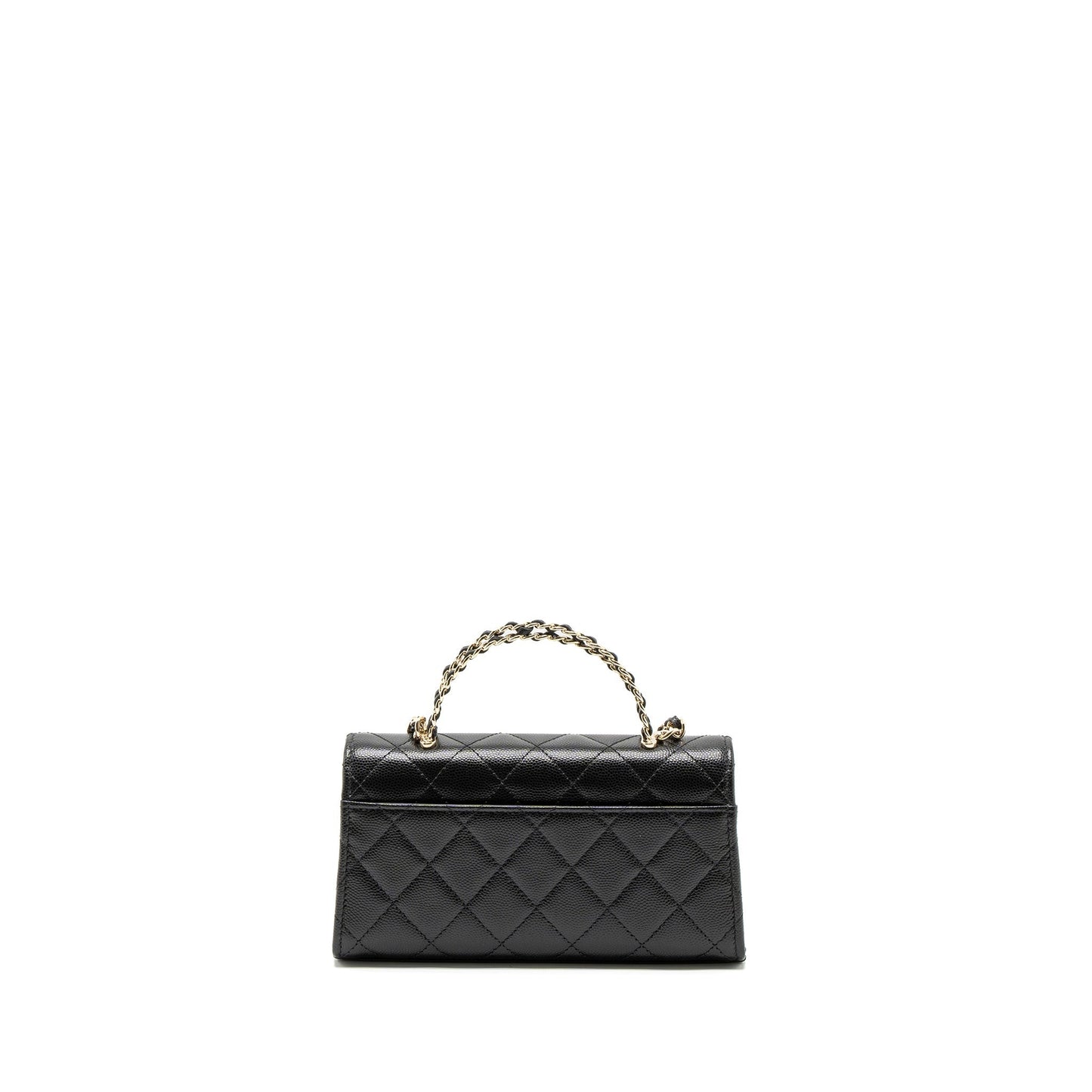 Chanel 23P Top Handle Mini Flap Bag Caviar Black L (Mcrochip)