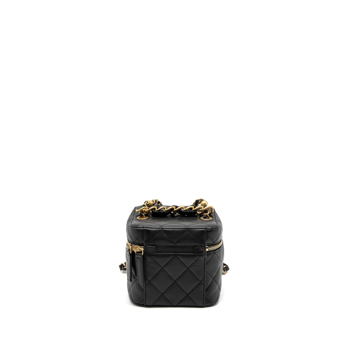 Chanel Top Handle Vanity Crossbody Bag Calfskin Black Brushed  (Microchip)