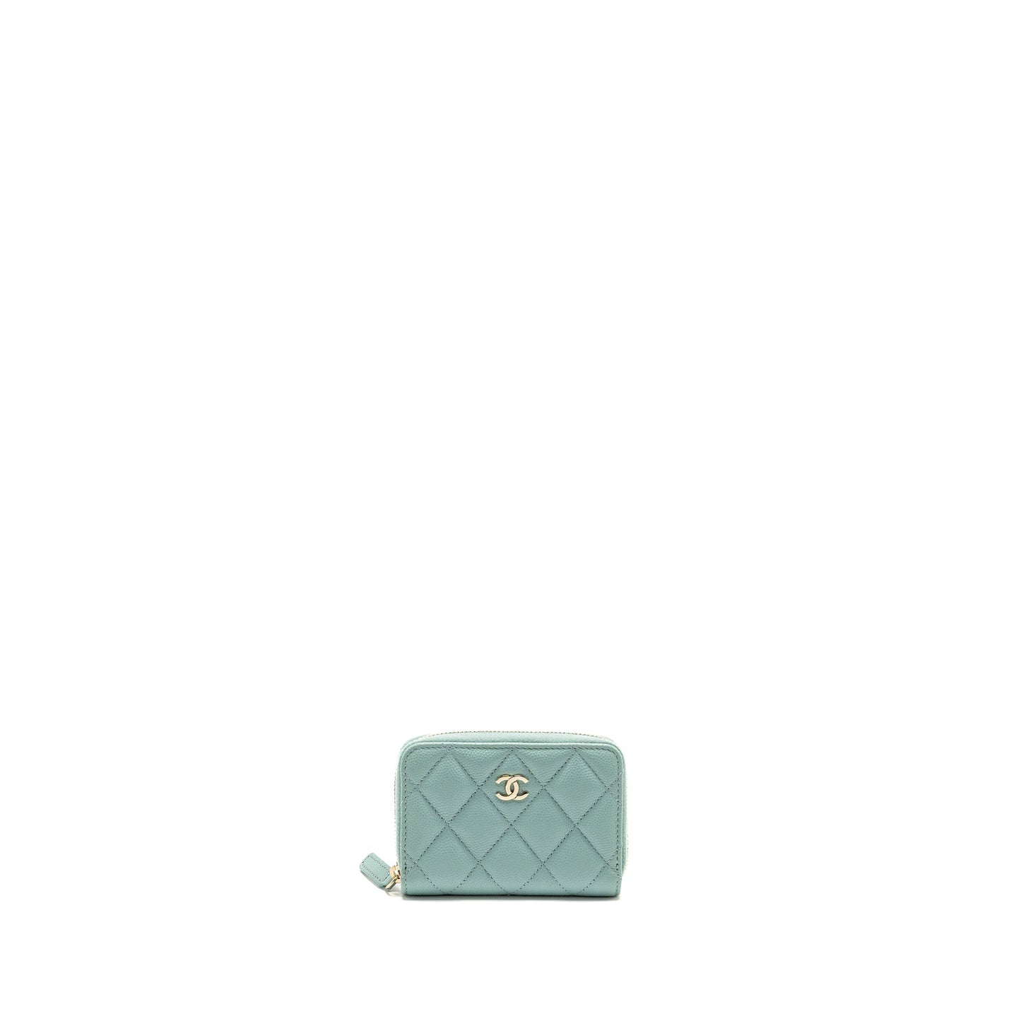 Chanel Zip Card Holder Caviar Light Green L