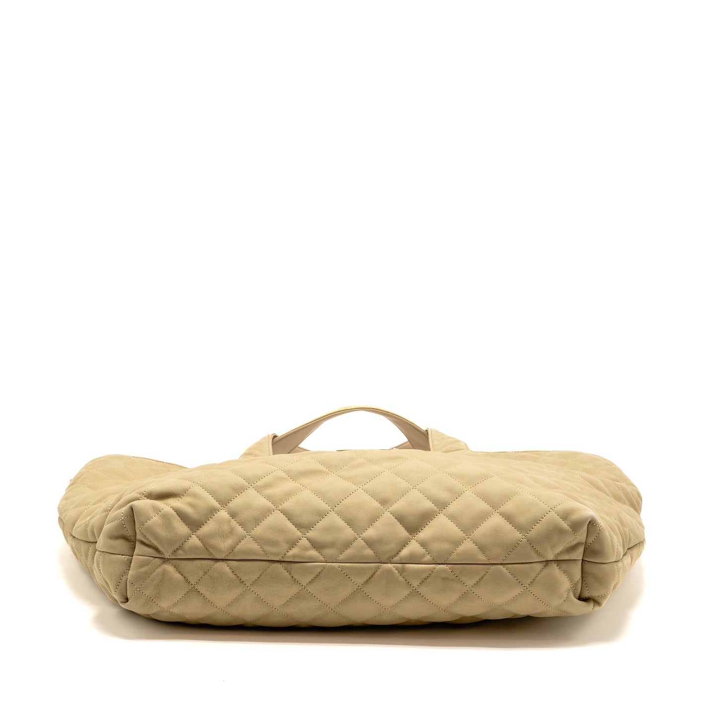 SAINT LAURENT/ ICARE Maxi Quilted Tote Purse Nubuck Suede Beige