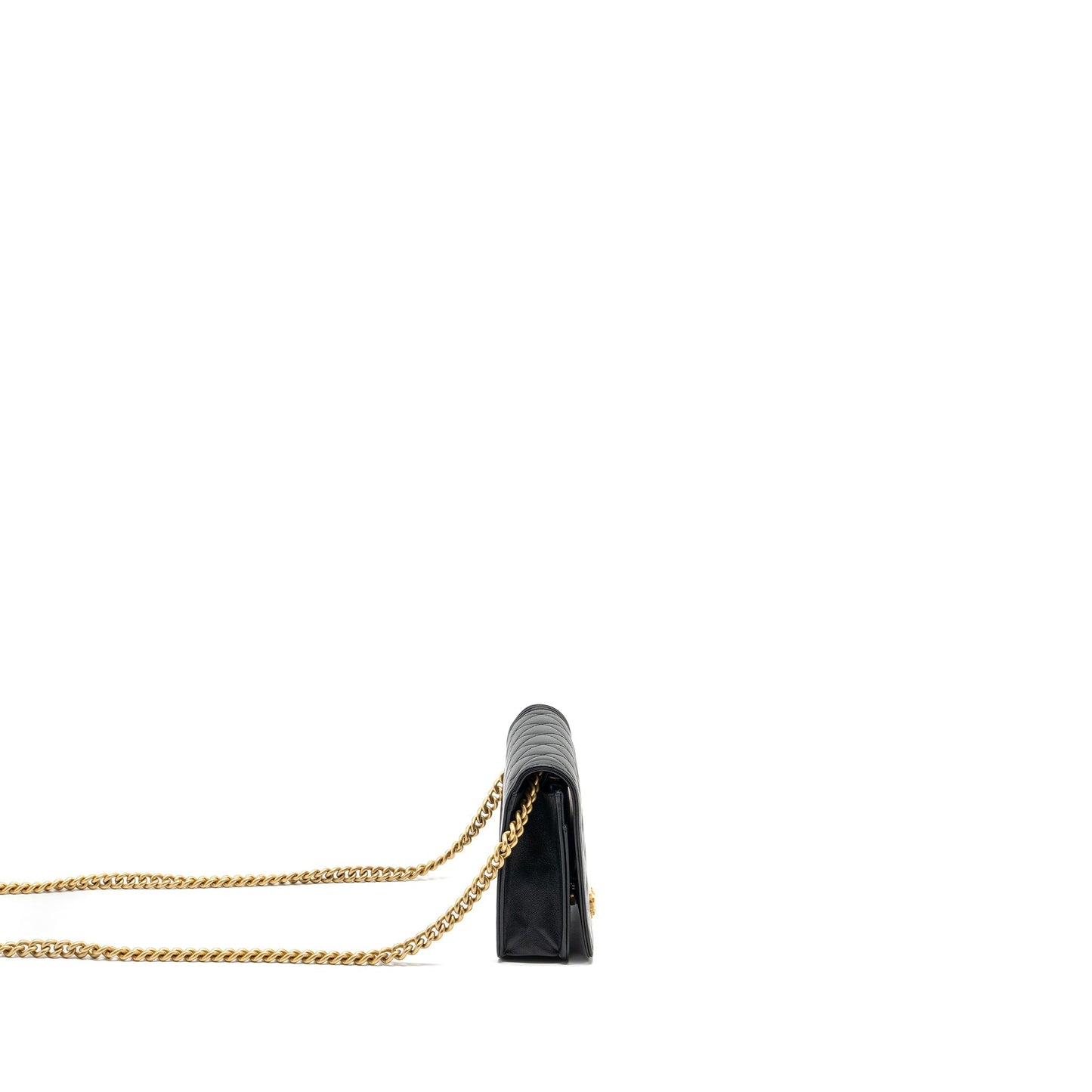 CHANEL Boy Wallet On Chain Lambskin Black Brushed