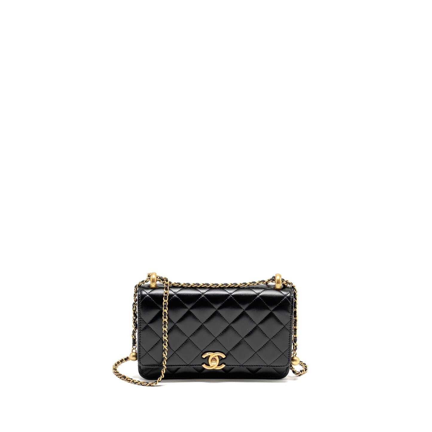 Chanel 24c Gold Crush Wallet On Chain Calfskin Black (microchip)