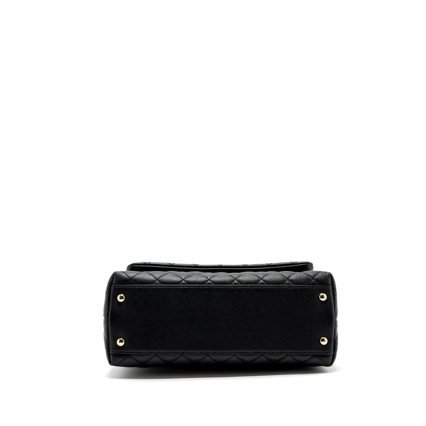 Chanel Medium Coco Handle Flap Bag Lizard Embossed Handle Caviar Black L