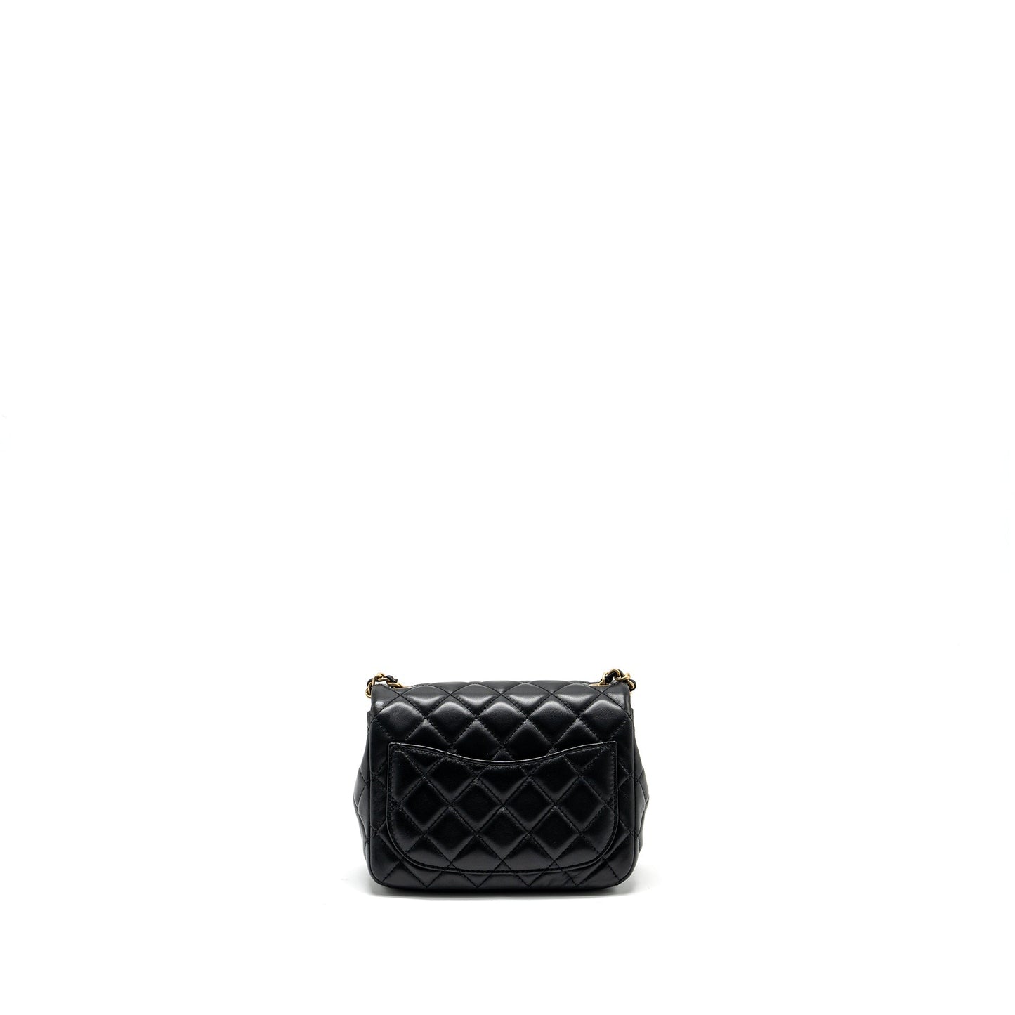 Chanel Pearl Crush Mini Square Flap Bag Lambskin BLACK  (Microchip)