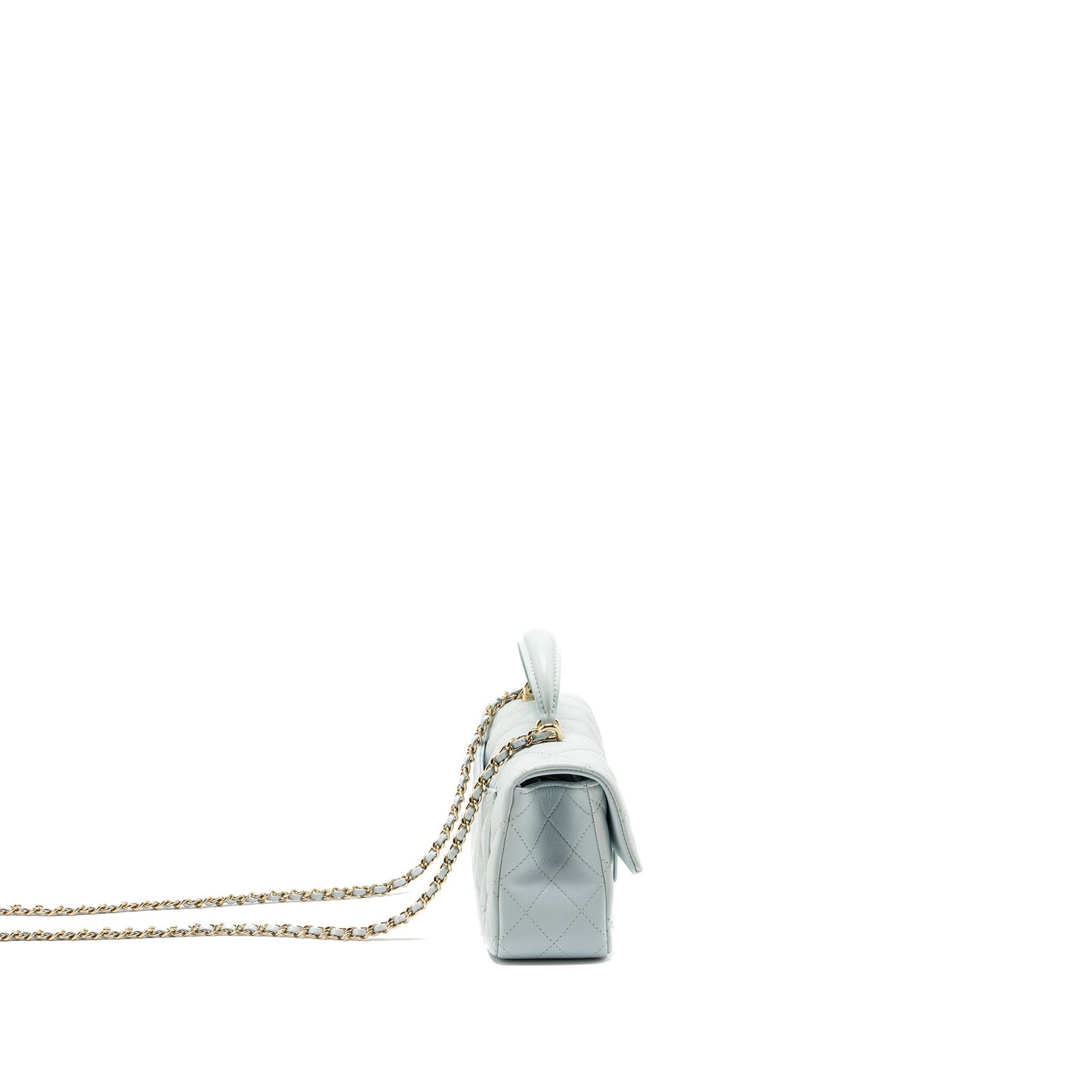 Chanel Top Handle Mini Rectangular Flap Bag Lambskin Light Blue L (microchip)