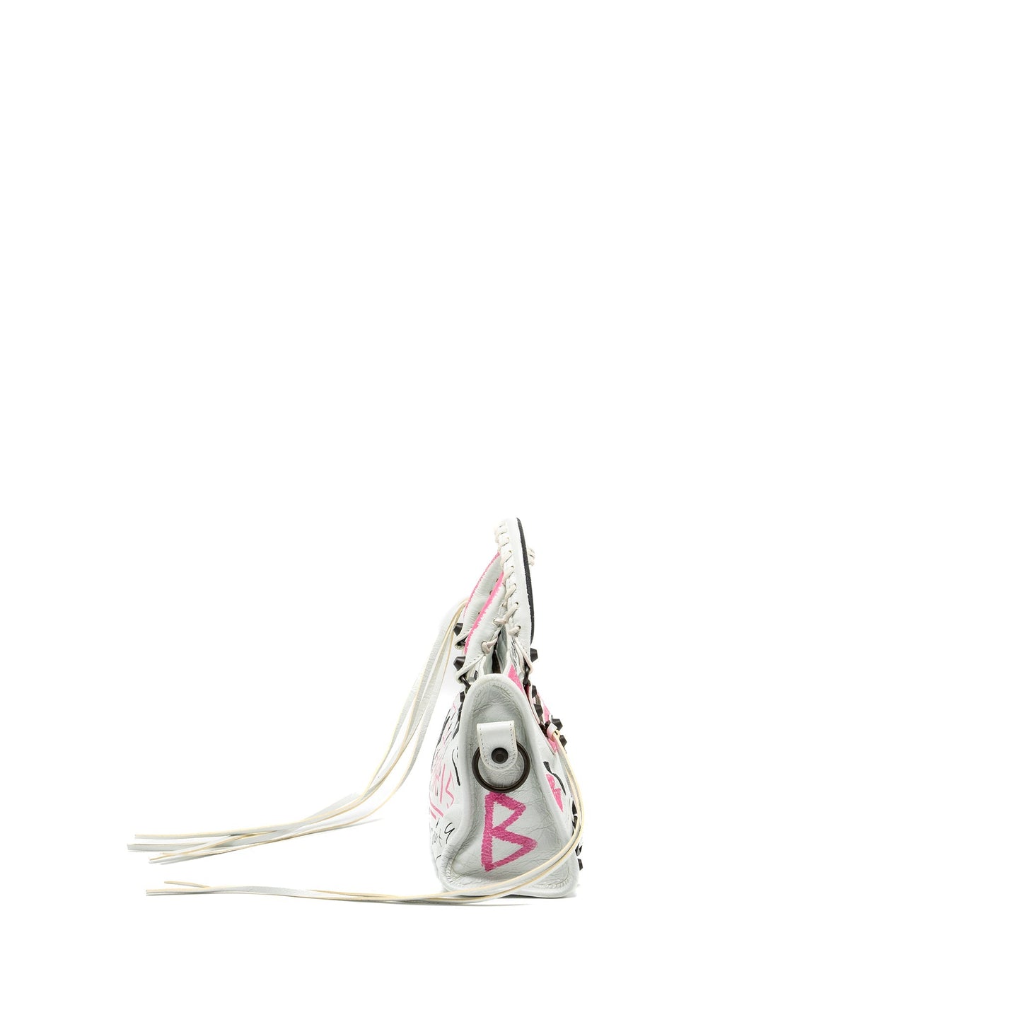 Balenciaga City Graffiti Classic Studs Purse leather white / pink/ black with black hardware