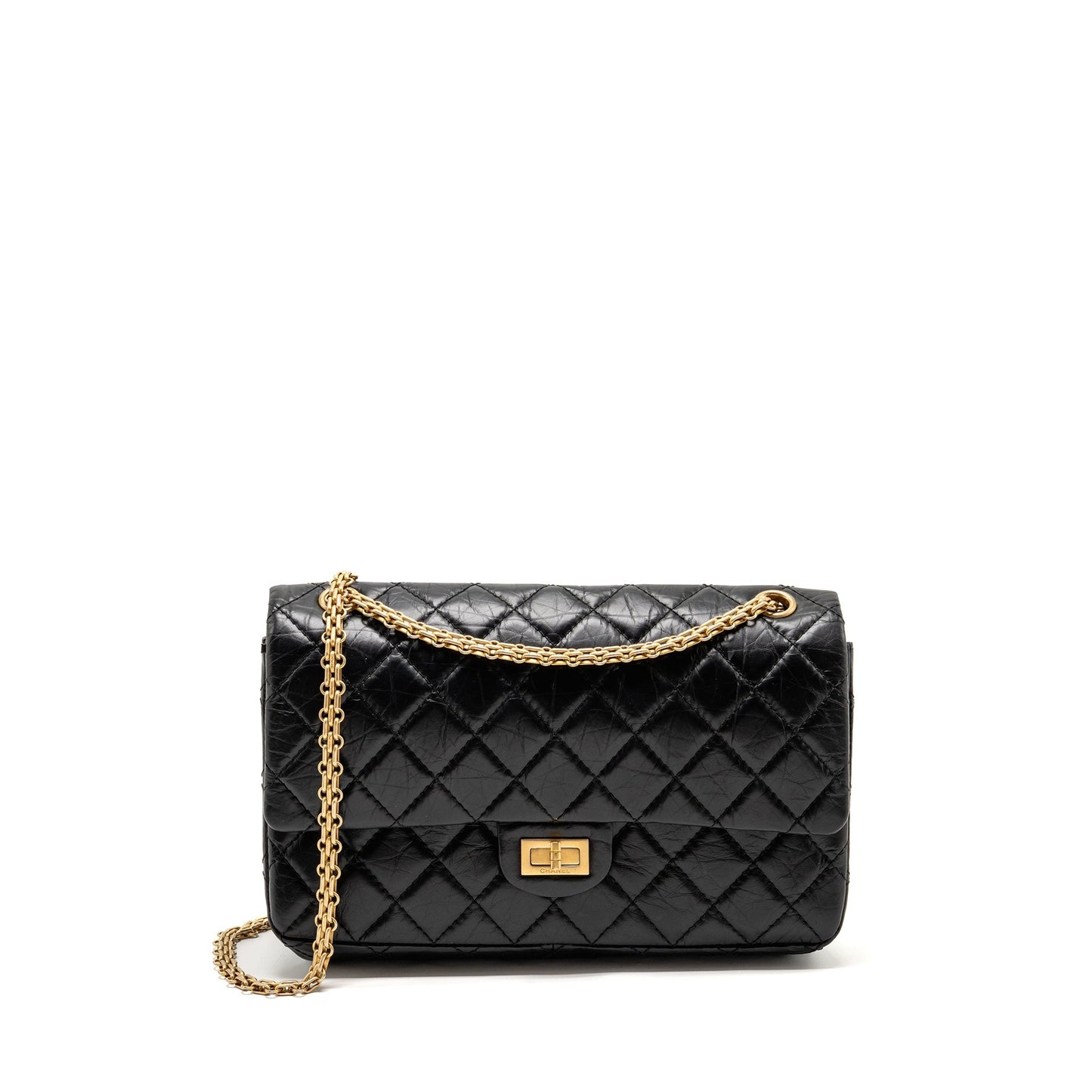 CHANEL Large 2.55 Reissue Flap Bag Aged Calfskin Black