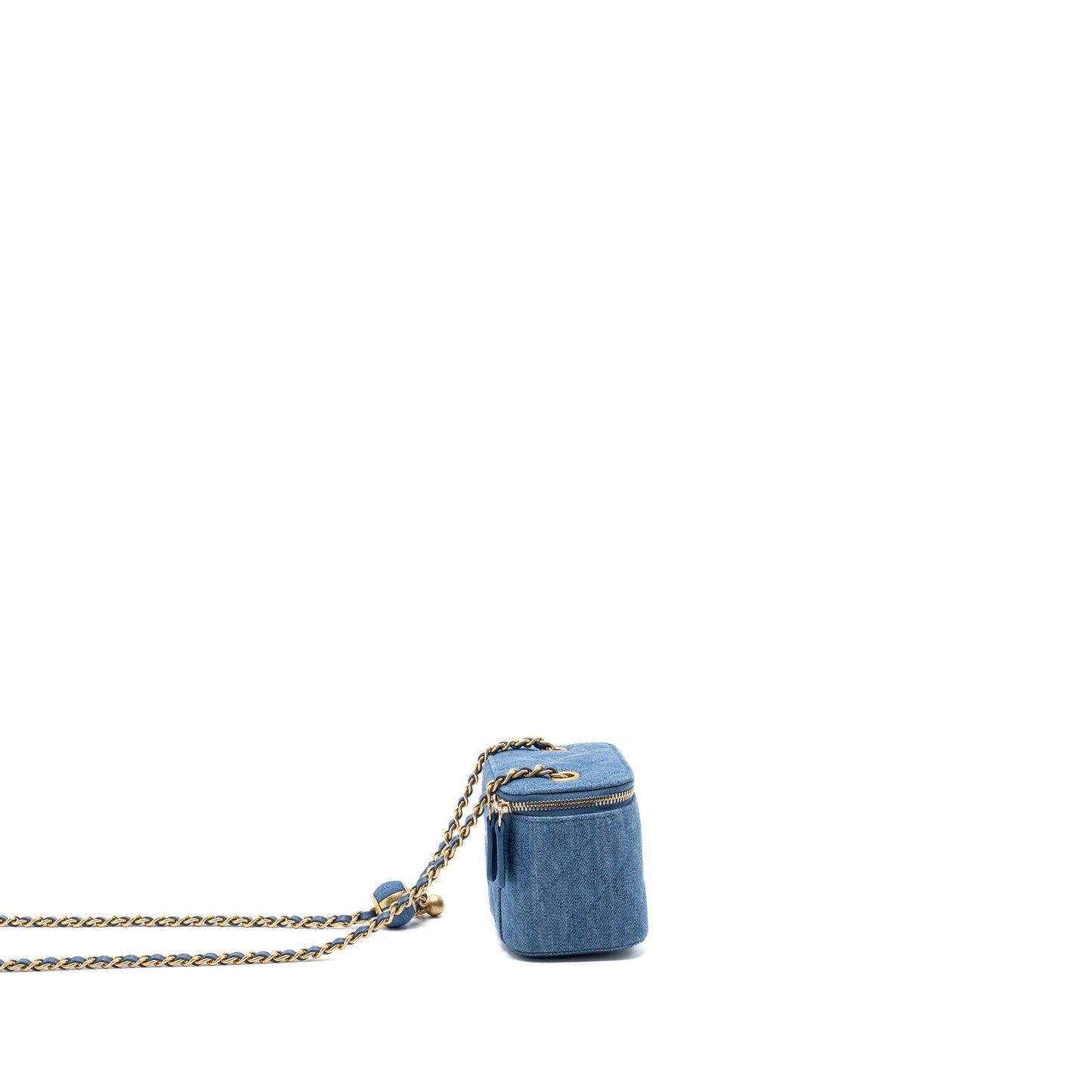 Chanel pearl crush mini vanity with chain Denim Blue