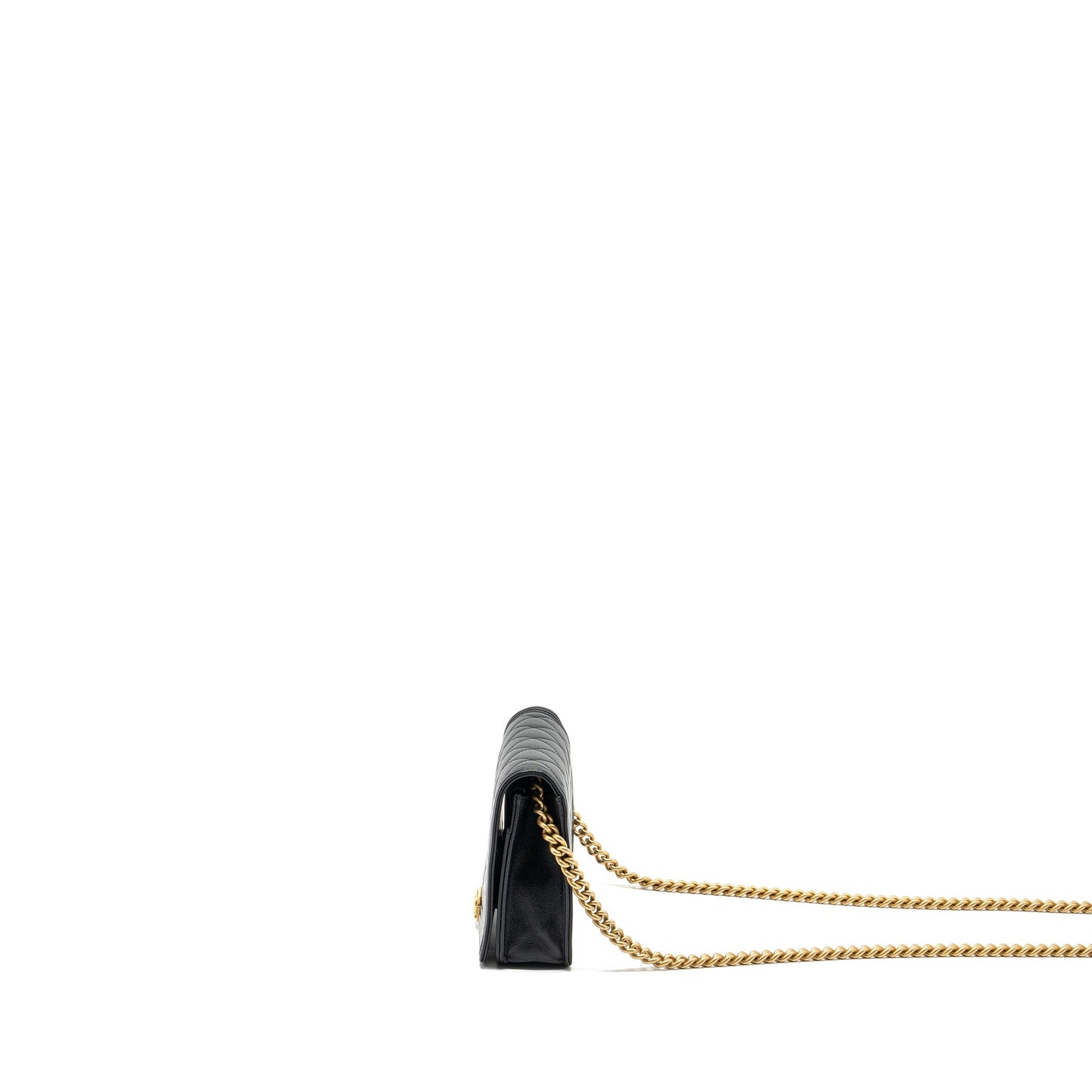 CHANEL Boy Wallet On Chain Lambskin Black Brushed
