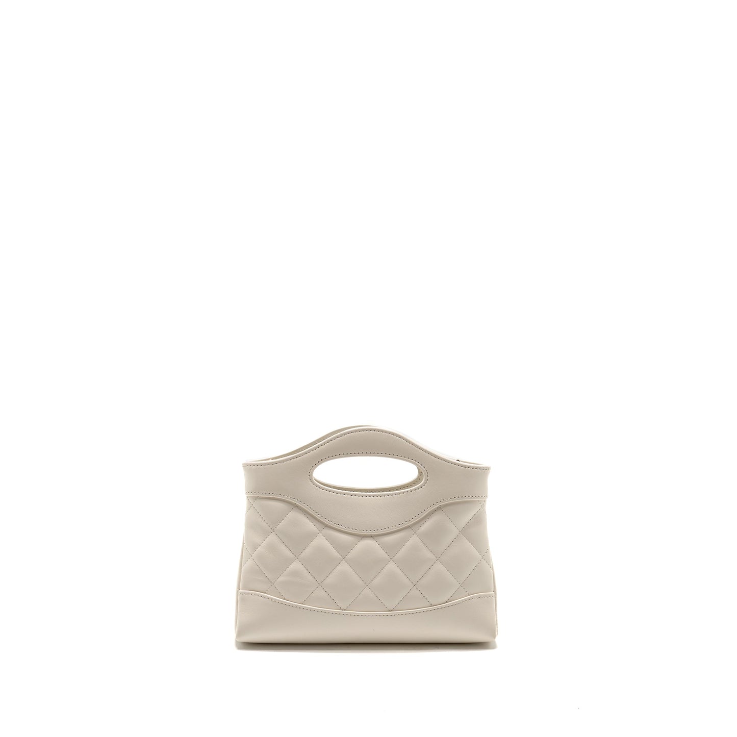 Chanel Mini 31 Clutch With Chain Shiny Lambskin White L (microchip)