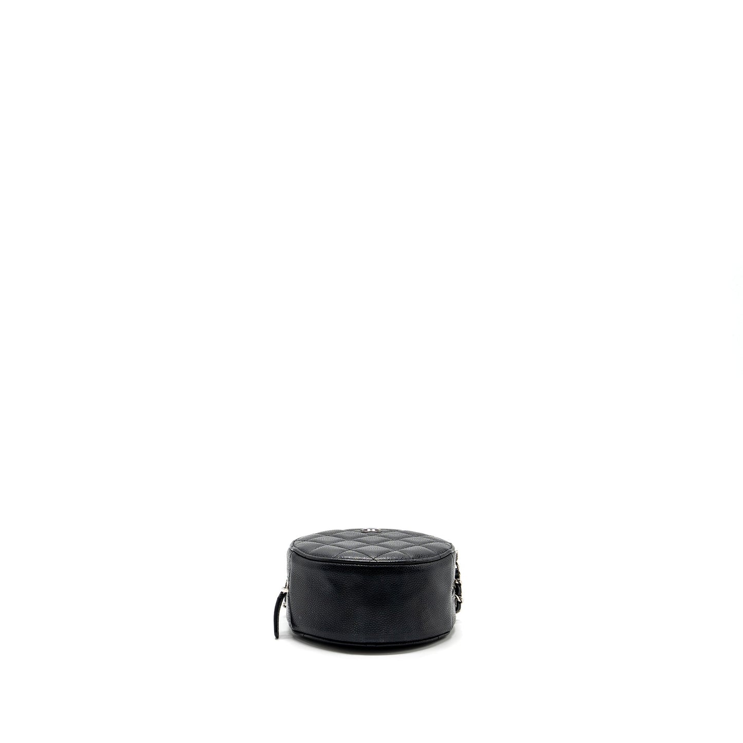 Chanel round sip clutch with chain caviar black