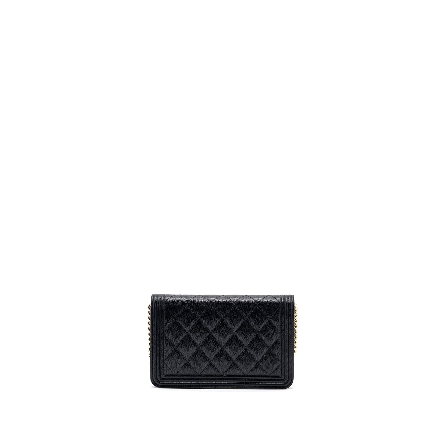 Chanel Boy Wallet On Chain Caviar Black L (microchip)