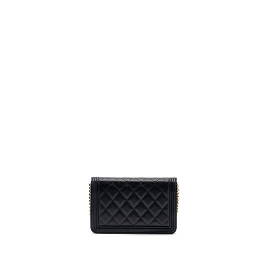 Chanel Boy Wallet On Chain Caviar Black L (microchip)