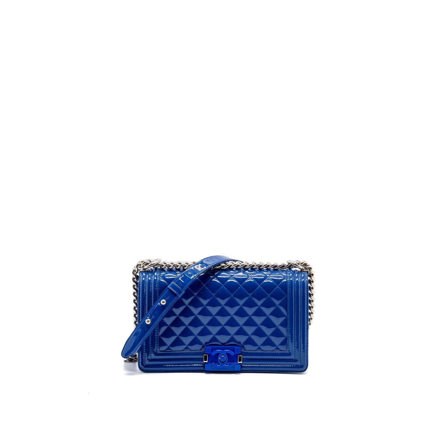 Chanel Medium Boy Bag Patent Dark Blue