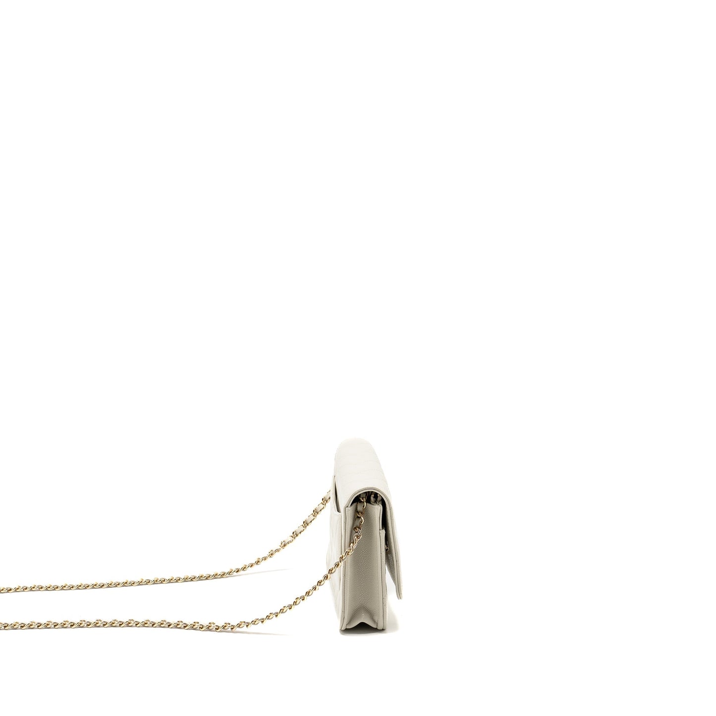 Chanel Classic Wallet on Chain Caviar Creamy White L(microchip)