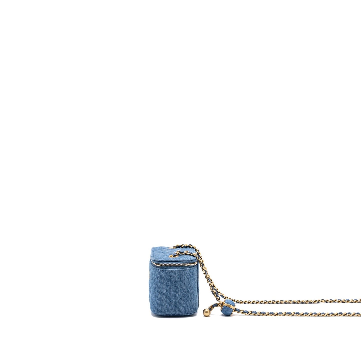 Chanel pearl crush mini vanity with chain Denim Blue