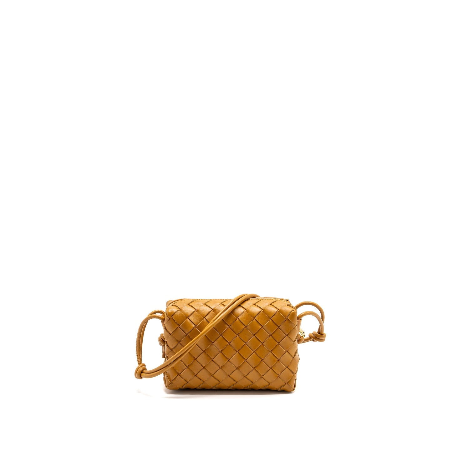 Bottega Veneta Mini Loop Camera Purse Lambskin Caramel