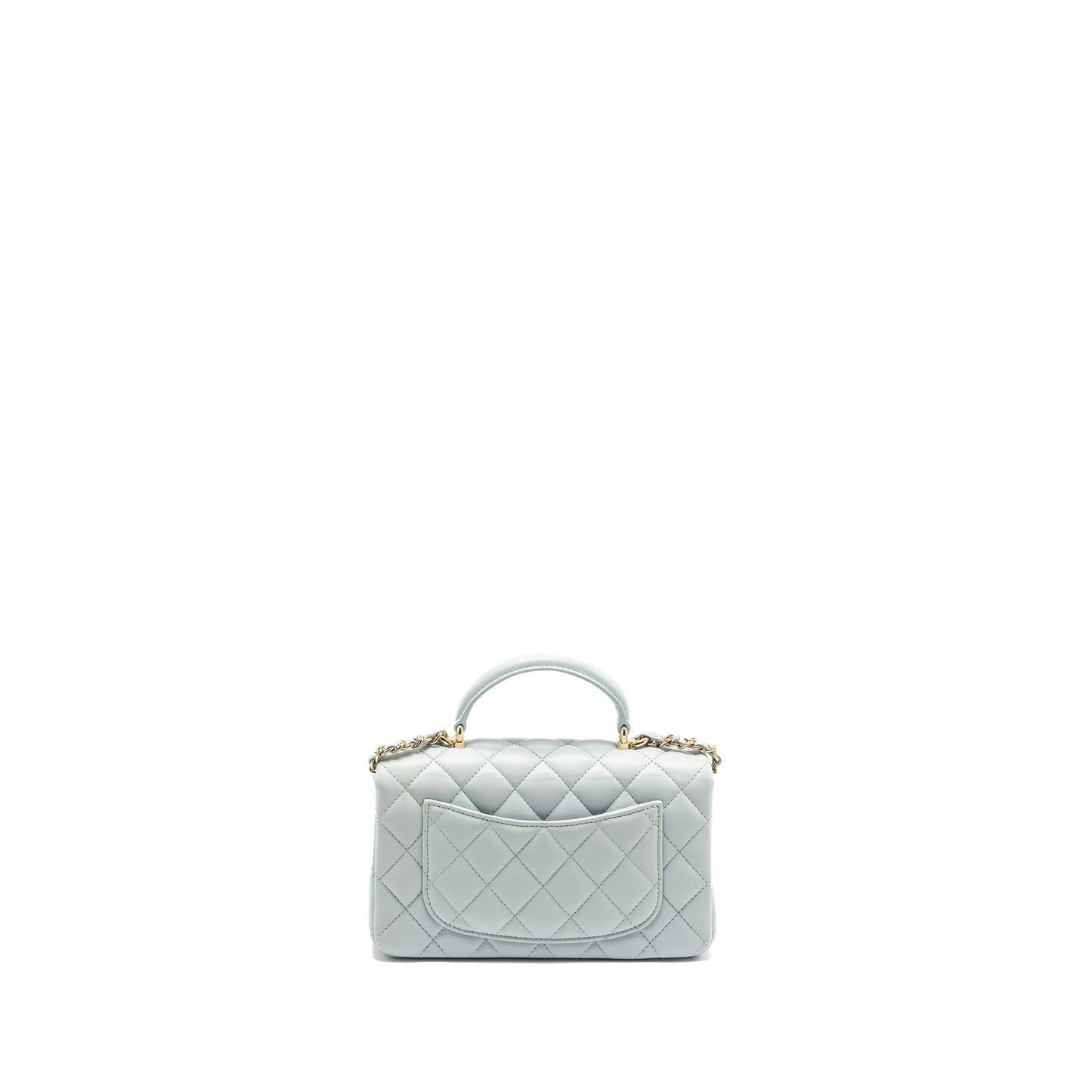 Chanel Top Handle Mini Rectangular Flap Bag Lambskin Light Blue L (microchip)
