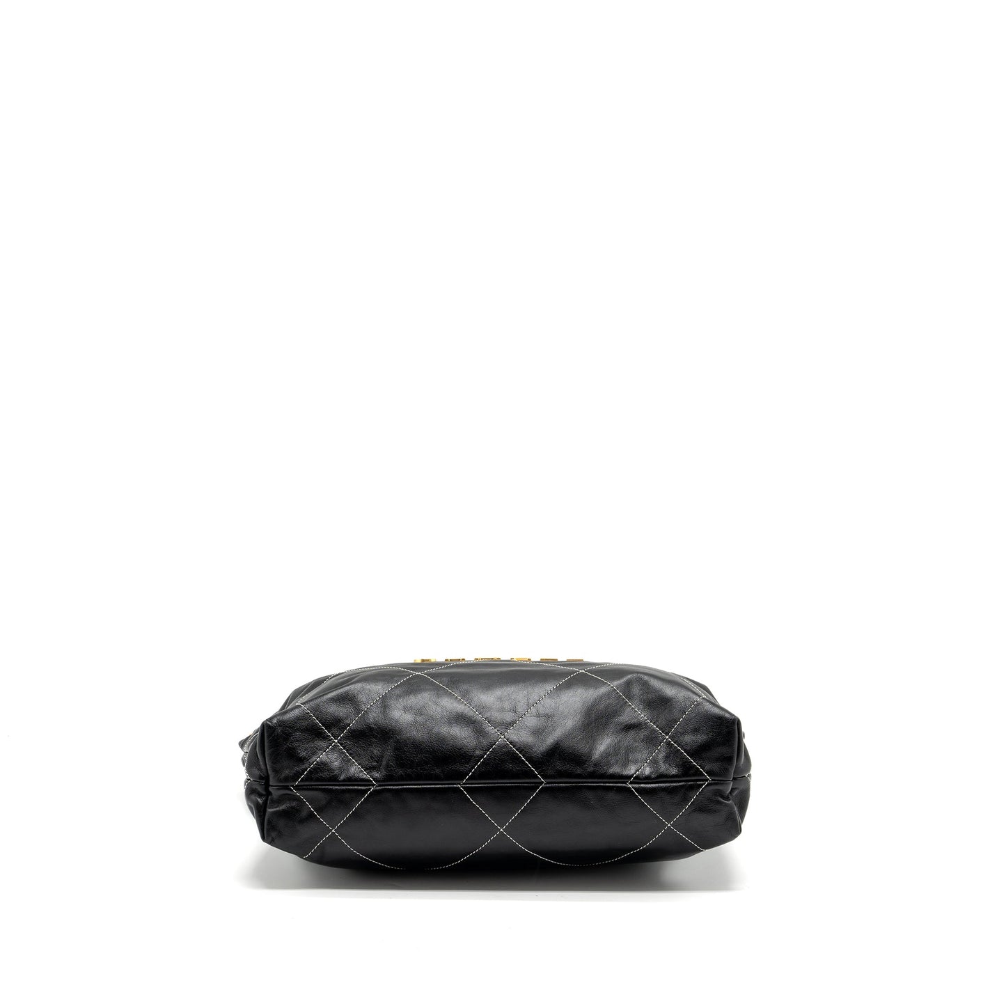 Chanel small 22 bag calfskin with white Stitching black  (microchip)