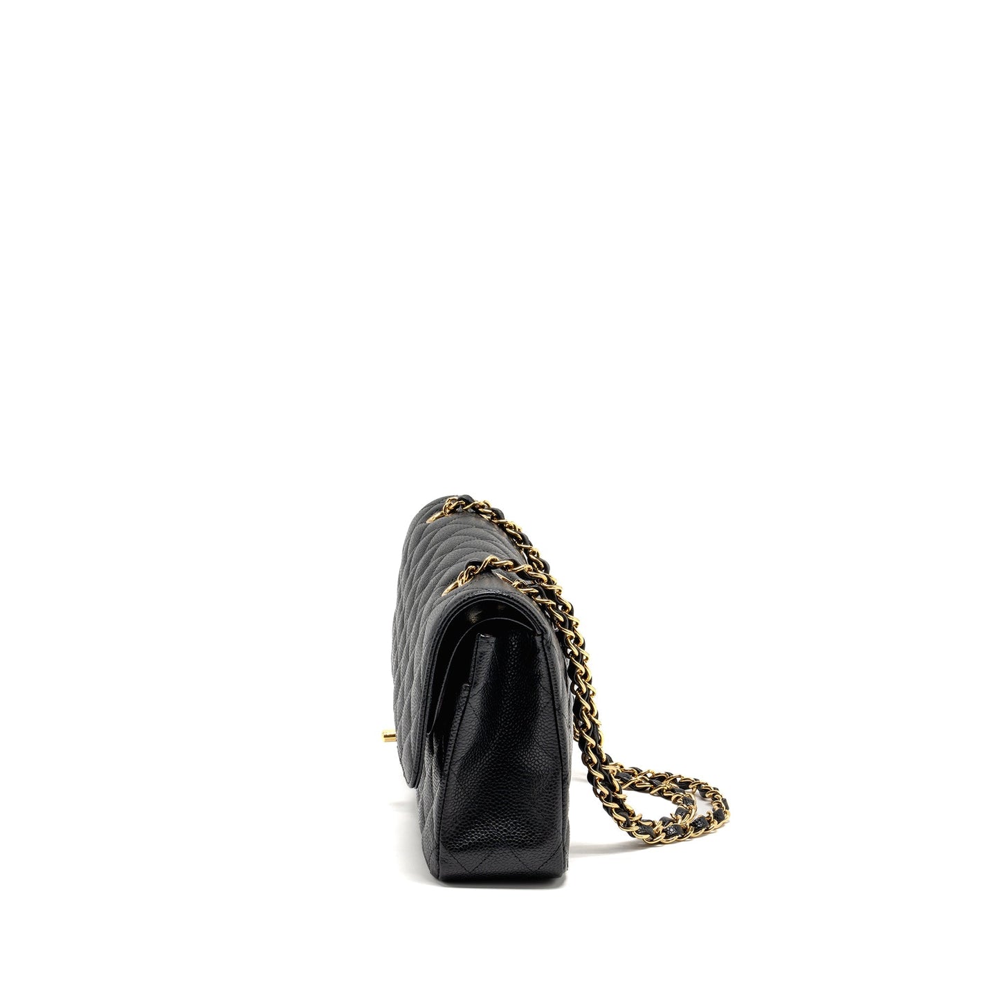 Chanel Medium Classic Double  Flap Bag Caviar  Black