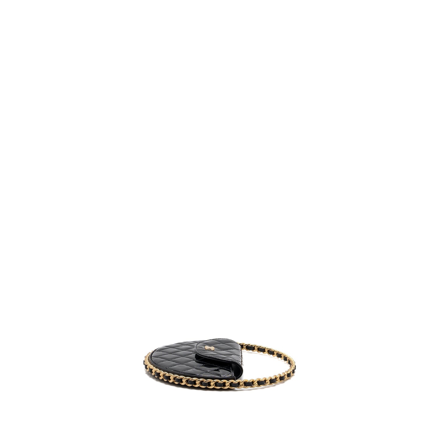 Chanel 23K hoop bag patent black  (microchip)