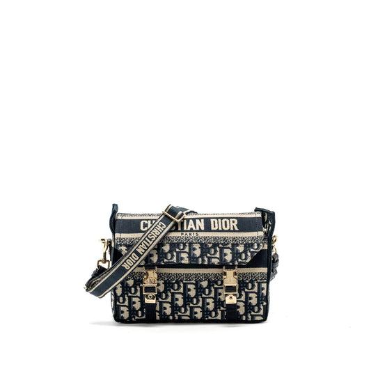 Dior Small Diorcamp Purse Blue Dior Oblique Embroidery