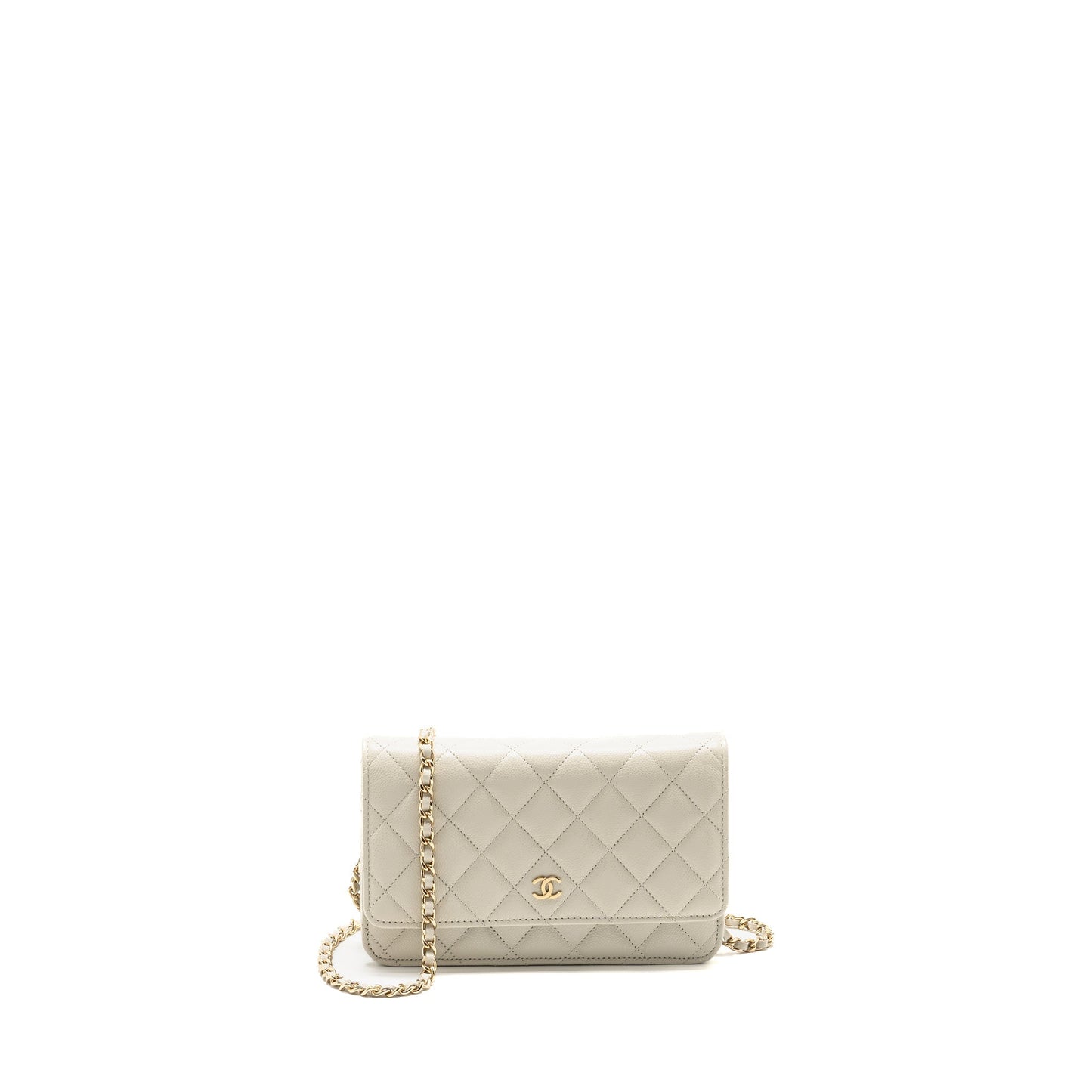 Chanel Classic Wallet on Chain Caviar Creamy White L(microchip)