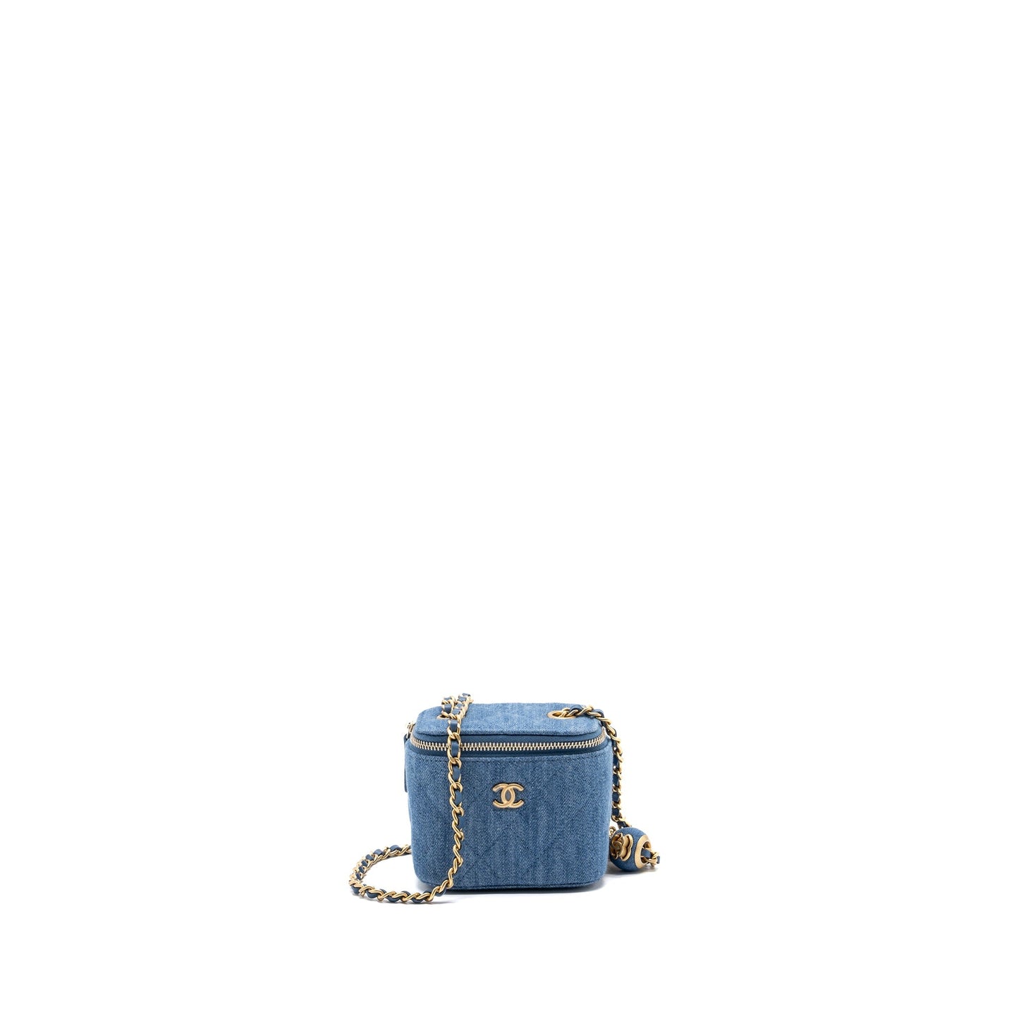 Chanel pearl crush mini vanity with chain Denim Blue
