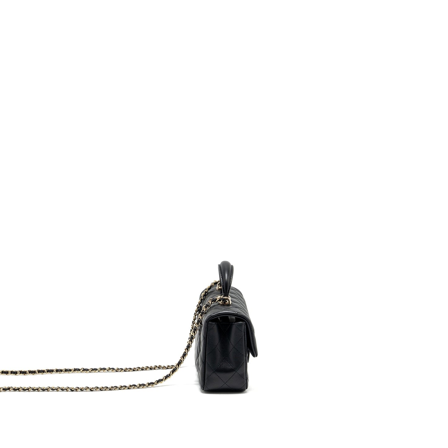 Chanel Top Handle Mini Rectangular Flap Bag Lambskin Black L (Microchip)