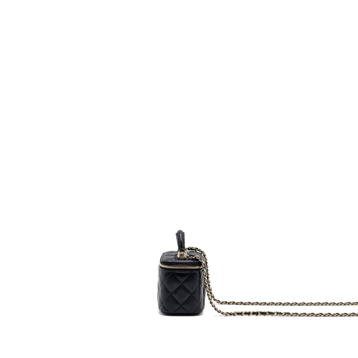 Chanel top handle mini vanity with chain lambskin black L (microchip)