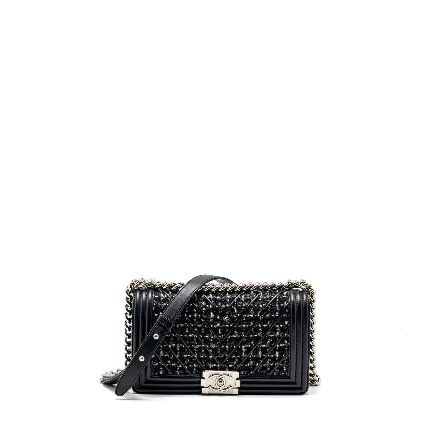 Chanel Medium Boy Bag Tweed/Calfskin black/Multicolour