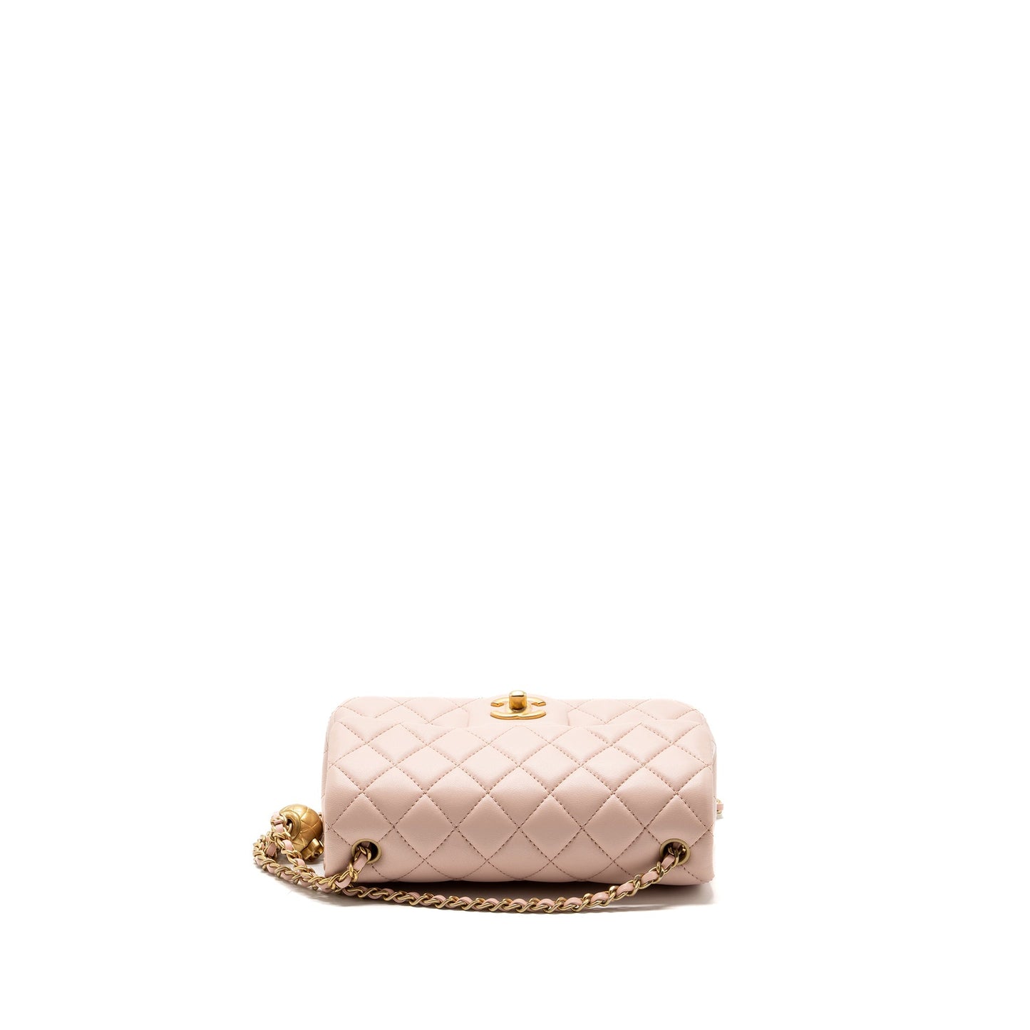 Chanel 23K pearl crush mini rectangular flap bag lambskin light pink  (Microchip)