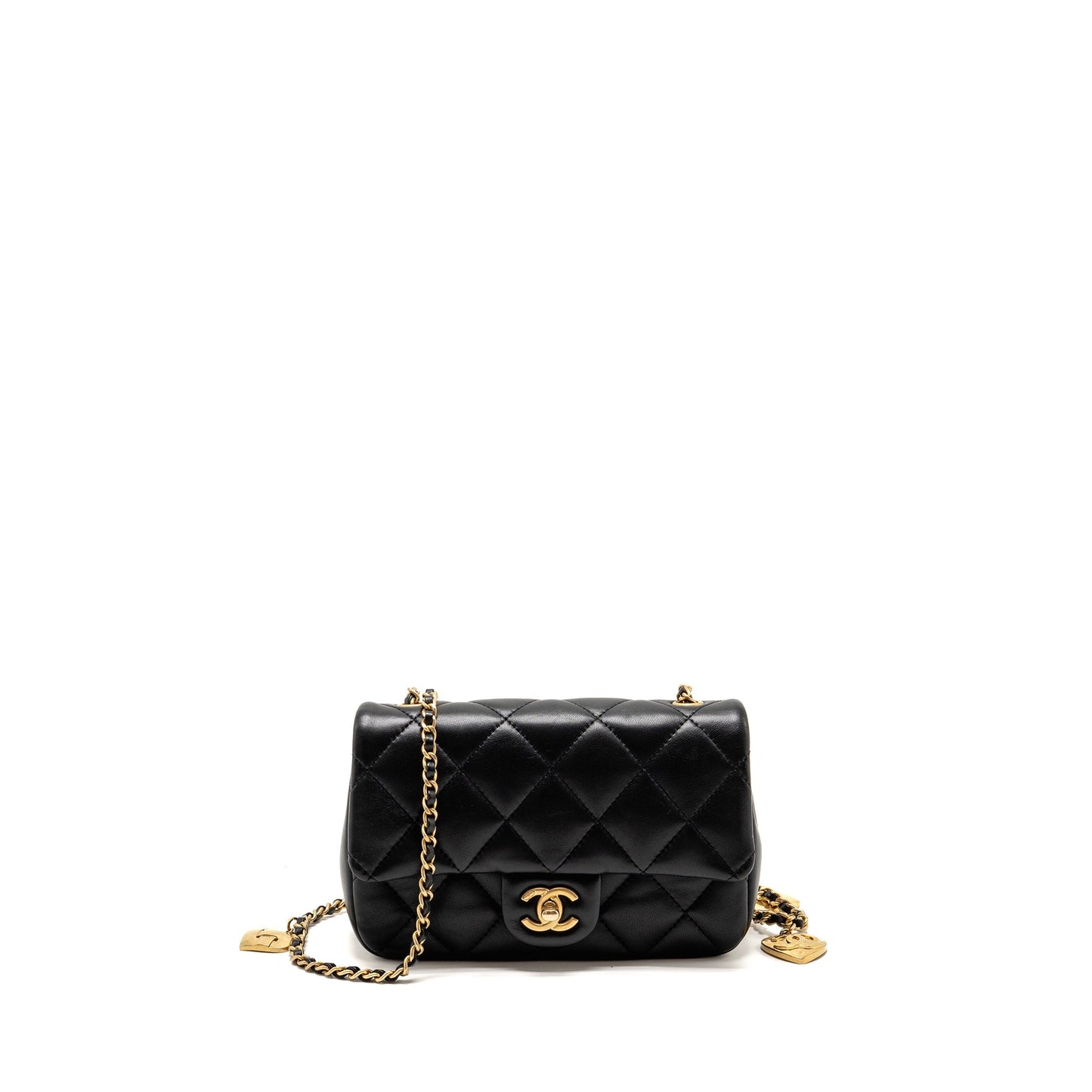 Chanel 22b Heart Chain Flap Bag Lambskin Black (microchip)