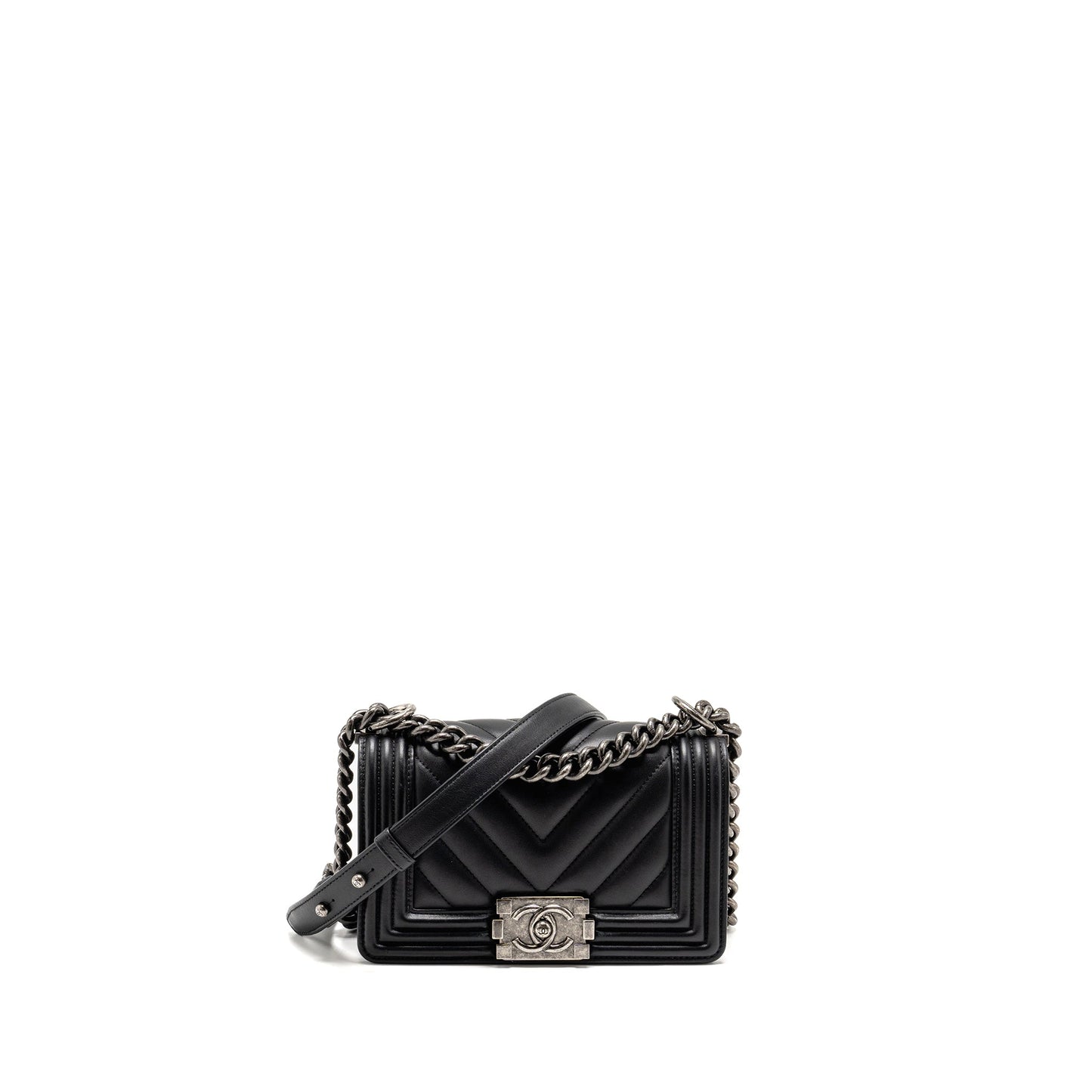 Chanel Small Boy Bag Lambskin Black Ruthenium